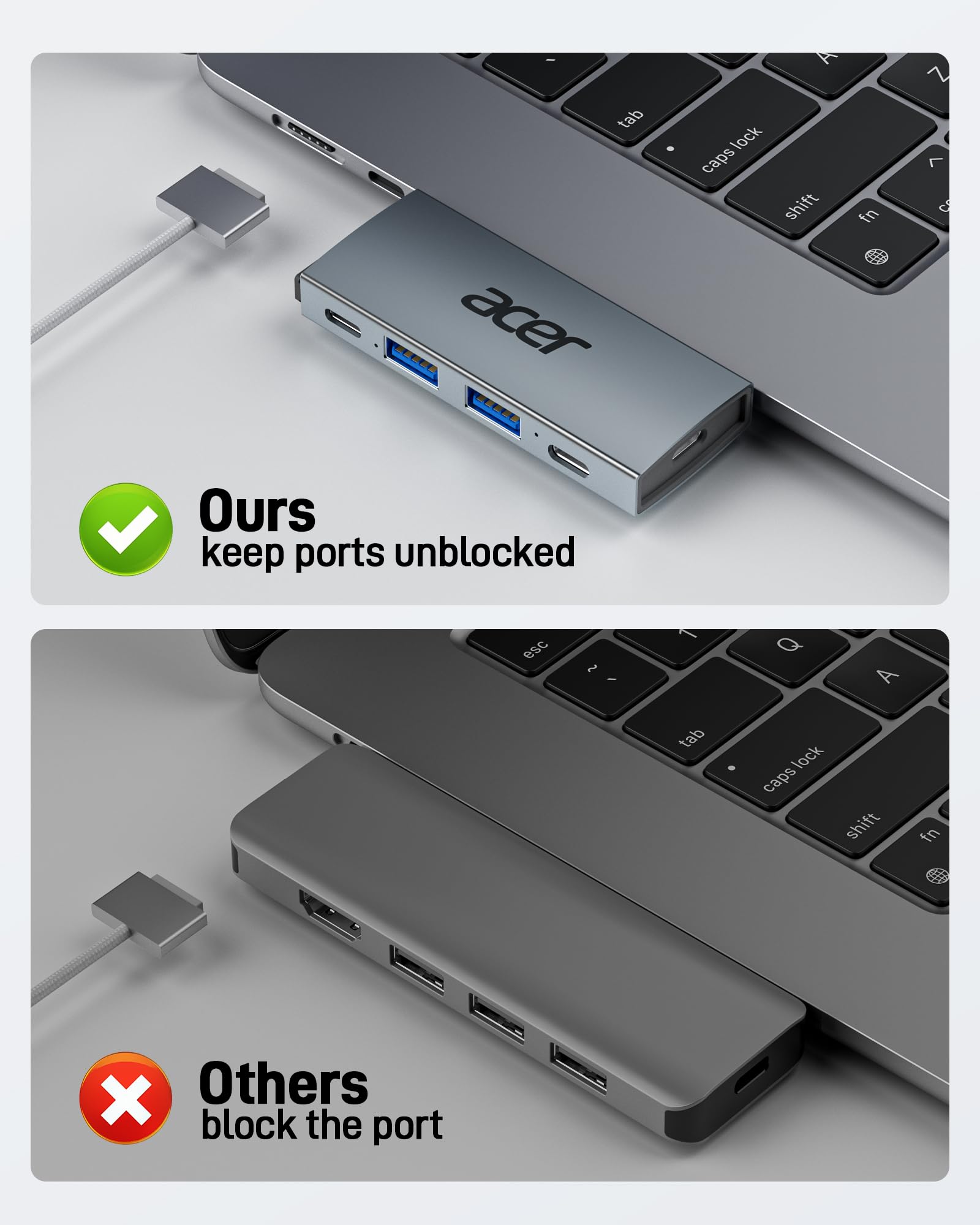 Foto 5 pulgar | Adaptador Multipuerto Usb C Acer Para Macbook Pro/air 6 En 2 Negro - Venta Internacional.