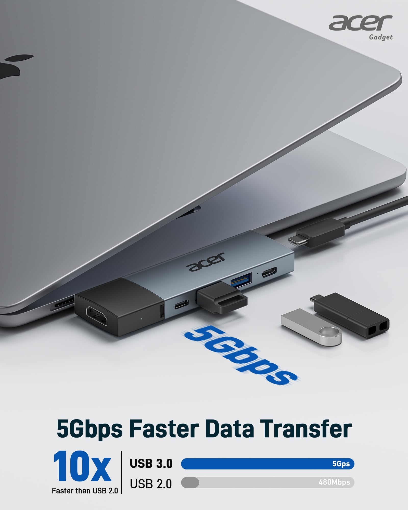 Foto 7 pulgar | Adaptador Multipuerto Usb C Acer Para Macbook Pro/air 6 En 2 Negro - Venta Internacional.