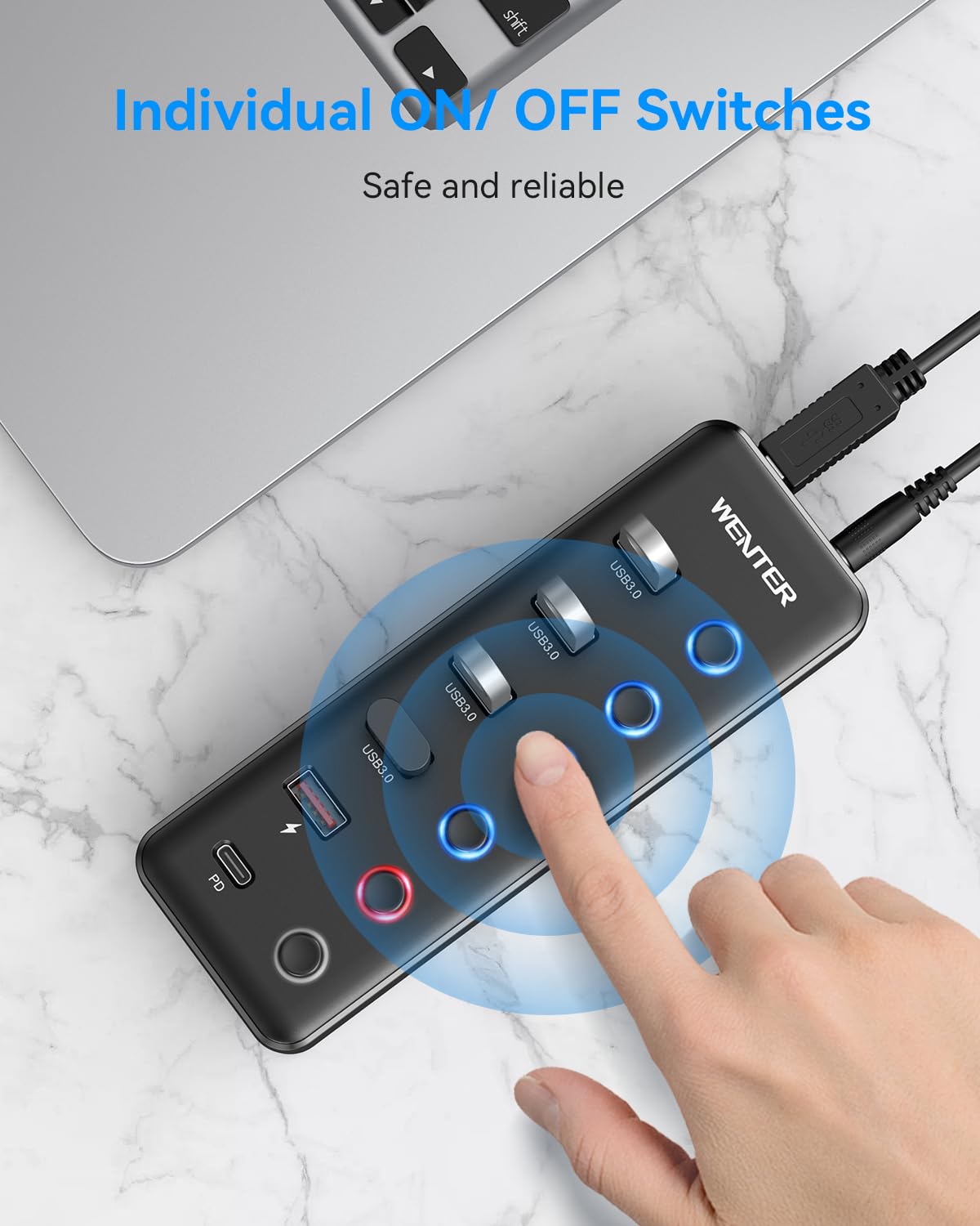 Foto 6 pulgar | Divisor Usb Hub Wenter Usb 3.0 De 6 Puertos Con 4 Puertos De Datos Y 2 De Carga - Venta Internacional.
