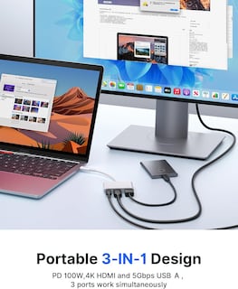Foto 2 | Adaptador Usb C A Hdmi Jsaux 4k @30hz 3 En 1 Con Carga De 100 W - Venta Internacional.