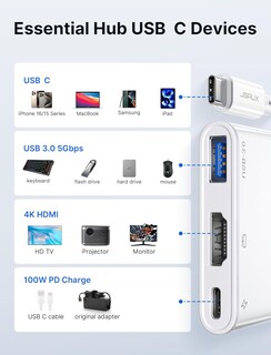 Foto 3 | Adaptador Usb C A Hdmi Jsaux 4k @30hz 3 En 1 Con Carga De 100 W - Venta Internacional.