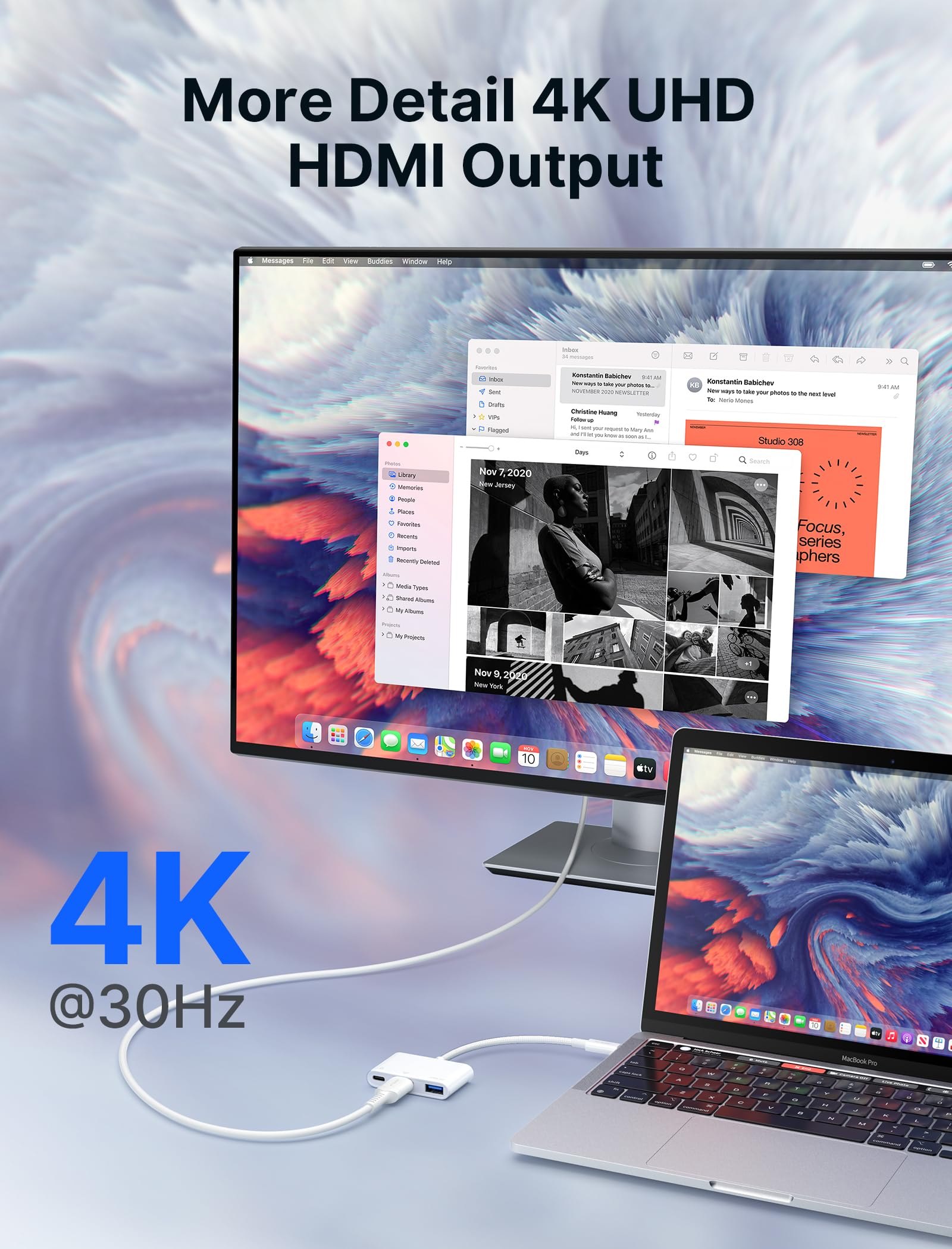 Foto 5 pulgar | Adaptador Usb C A Hdmi Jsaux 4k @30hz 3 En 1 Con Carga De 100 W - Venta Internacional.