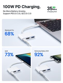 Foto 6 | Adaptador Usb C A Hdmi Jsaux 4k @30hz 3 En 1 Con Carga De 100 W - Venta Internacional.
