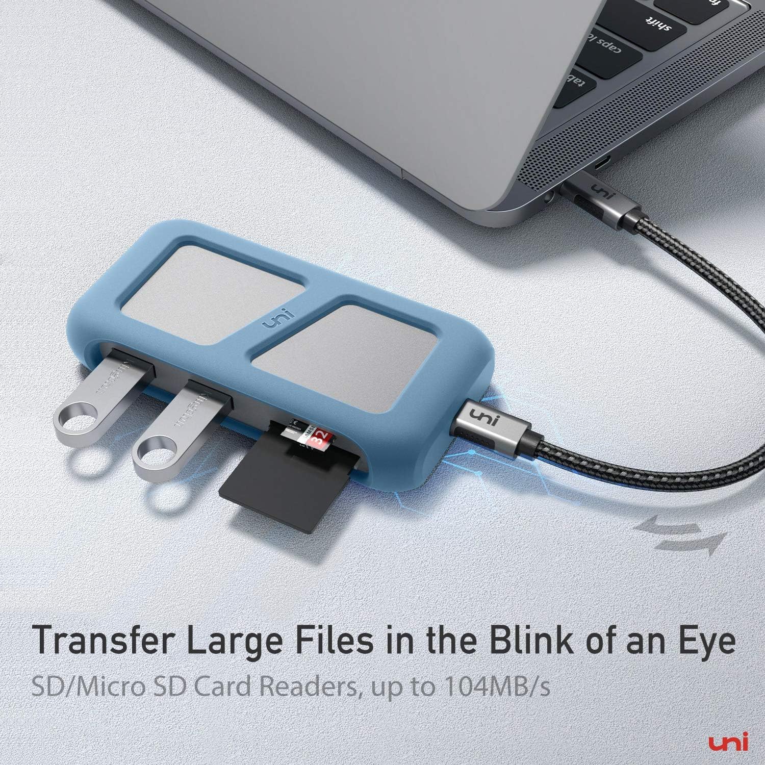 Foto 6 | Adaptador Multipuerto Usb C Hub Uni 8 En 1 Con 4k Hdmi 1 Gbps Ethernet - Venta Internacional.