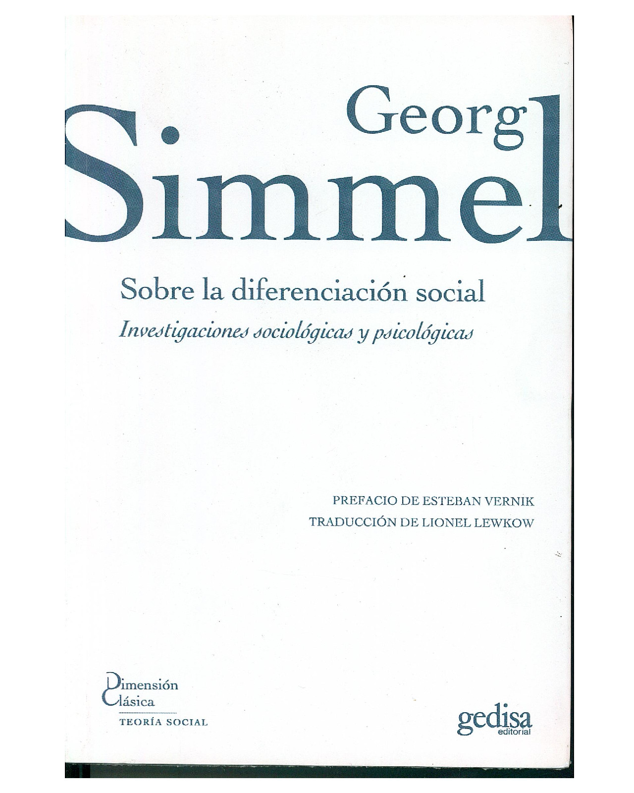 Foto 2 pulgar | Libro '' Georg Simmel Sobre La Diferenciación Social''