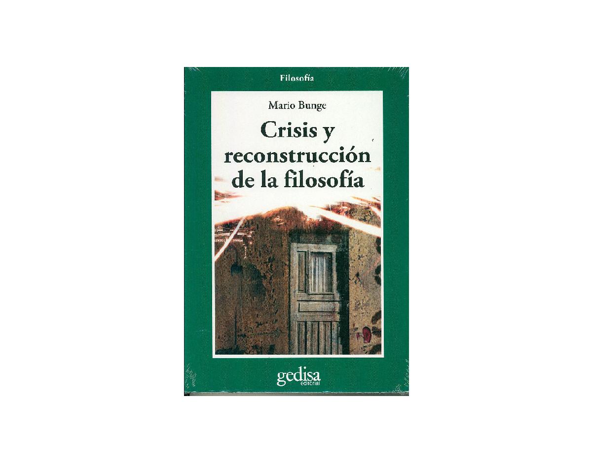 Crisis Y Reconstrucción De La Filosofía
