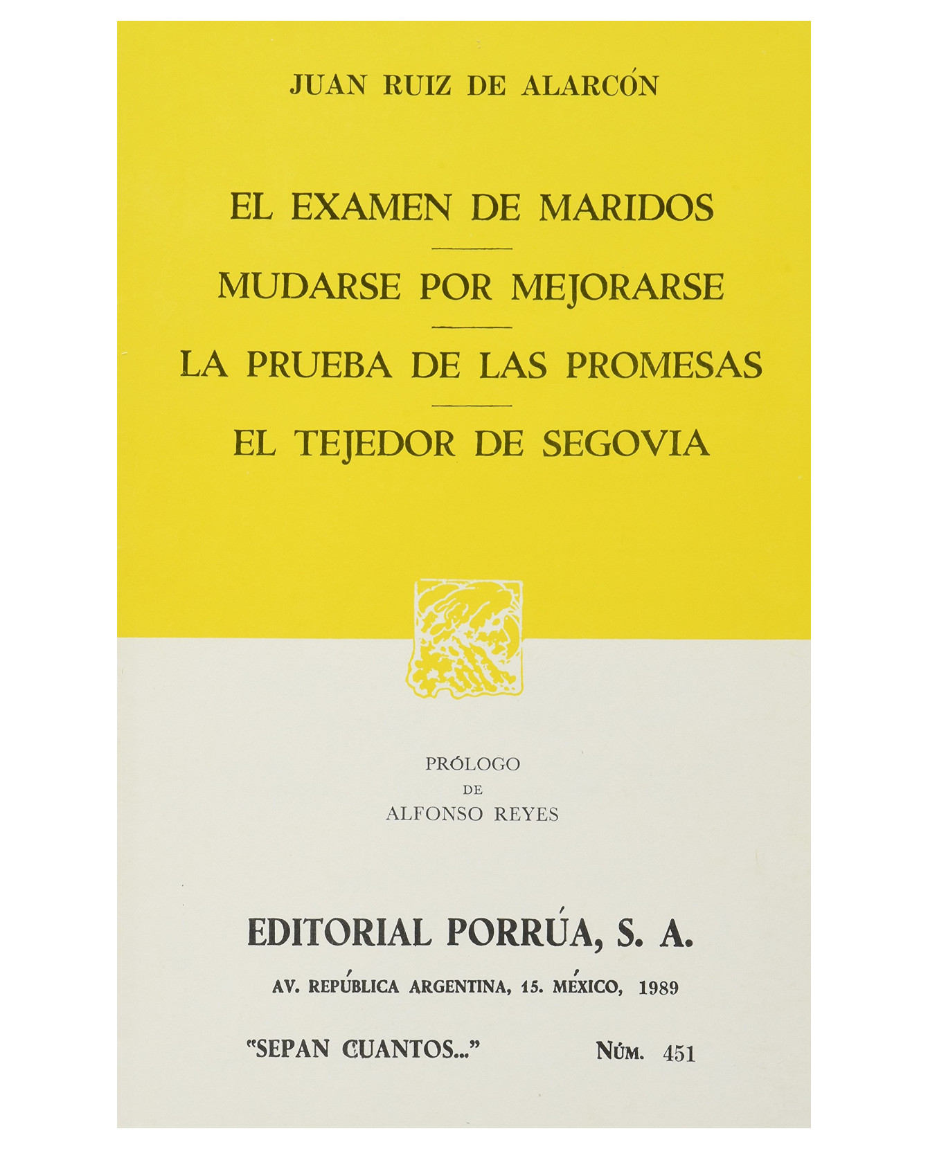 Libro El Examen De Maridos- Editorial Porrúa - Ruiz De Alarcón, Juan
