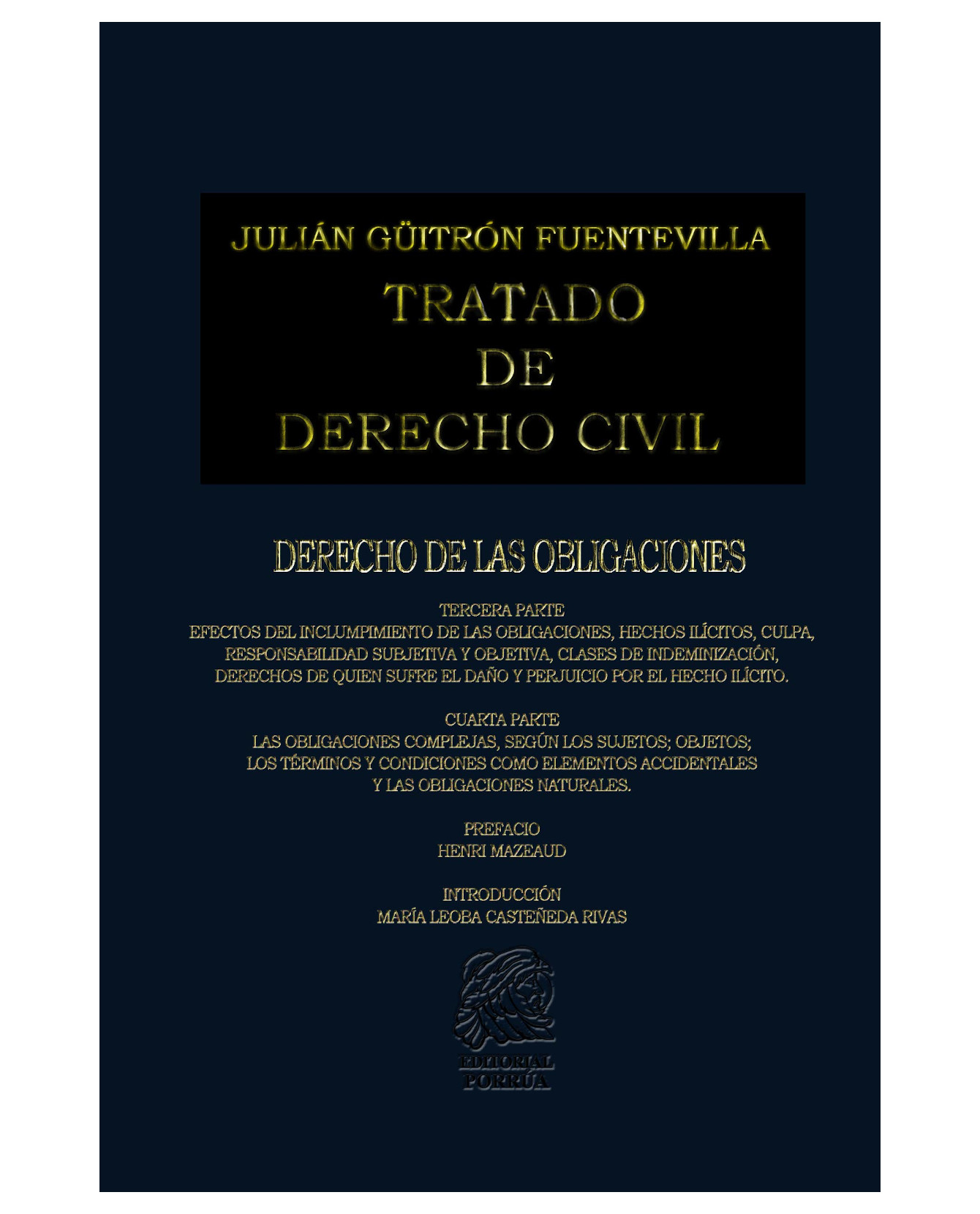Libro Tratado De Derecho Civil Tomo Xiv Editorial Porrúa Güitrón Fuentevilla Julián