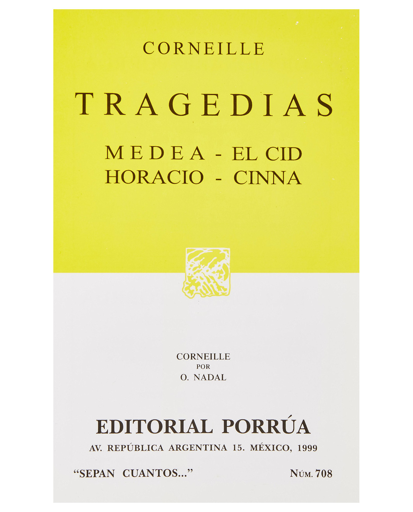 Foto 2 pulgar | Libro Tragedias: Medea · El Cid · Horacio · Cinna- Editorial Porrúa - Corneille, Pierre