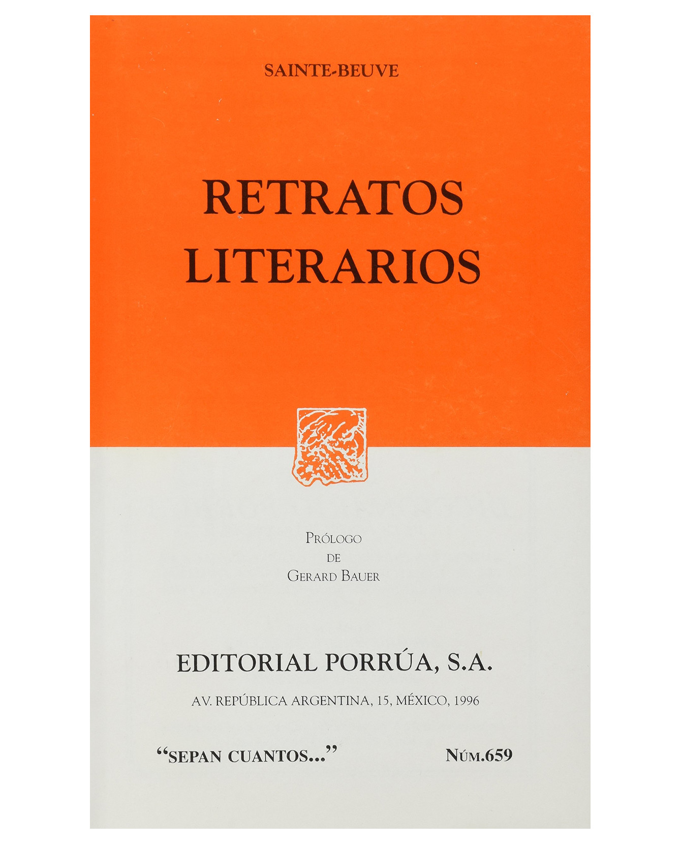 Libro Retratos Literarios- Editorial Porrúa - Sainte-beuve