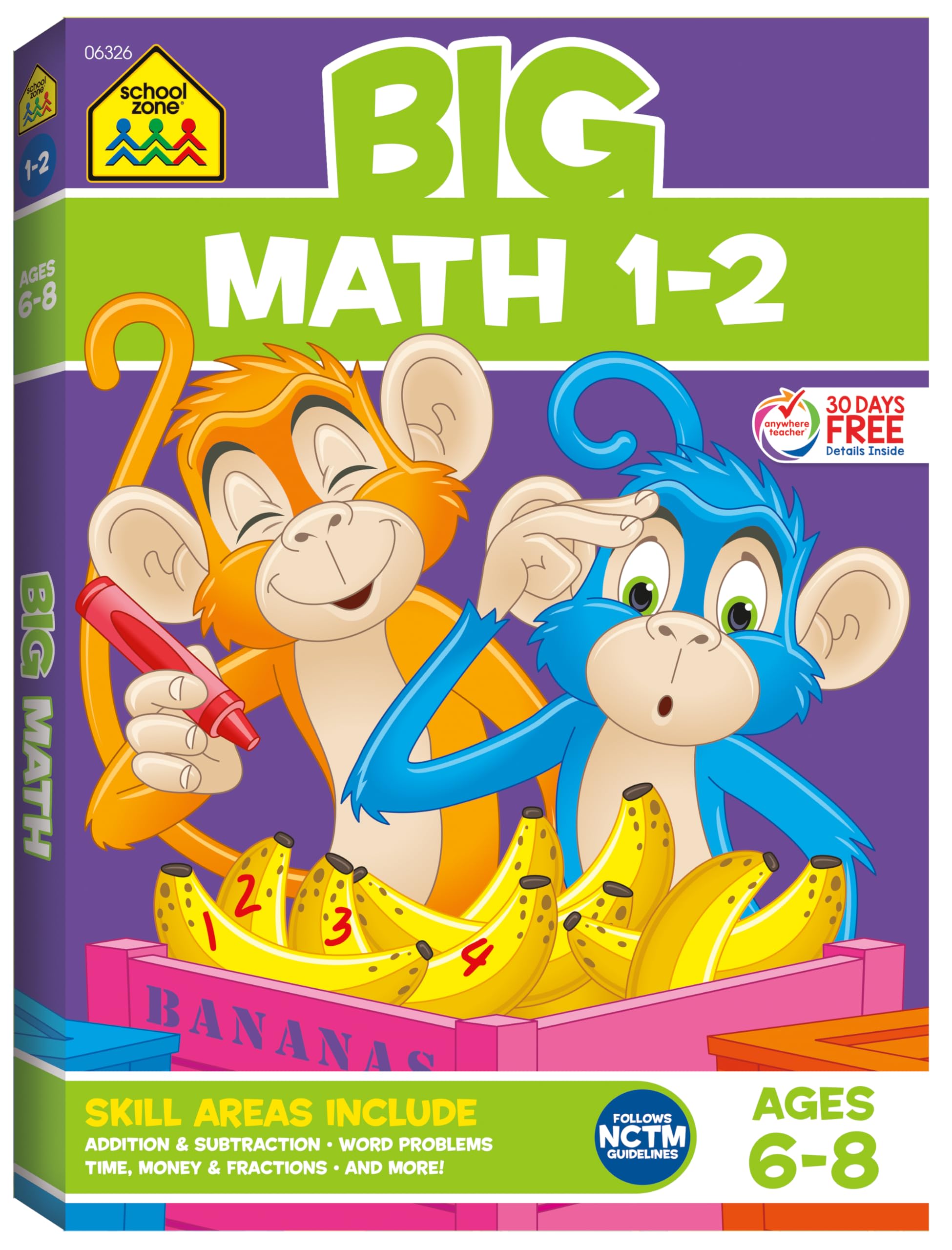 Foto 2 pulgar | Cuaderno De Trabajo School Zone Big Math 1-2 320 Páginas Para Niños De 6 A 8 Años - Venta Internacional.