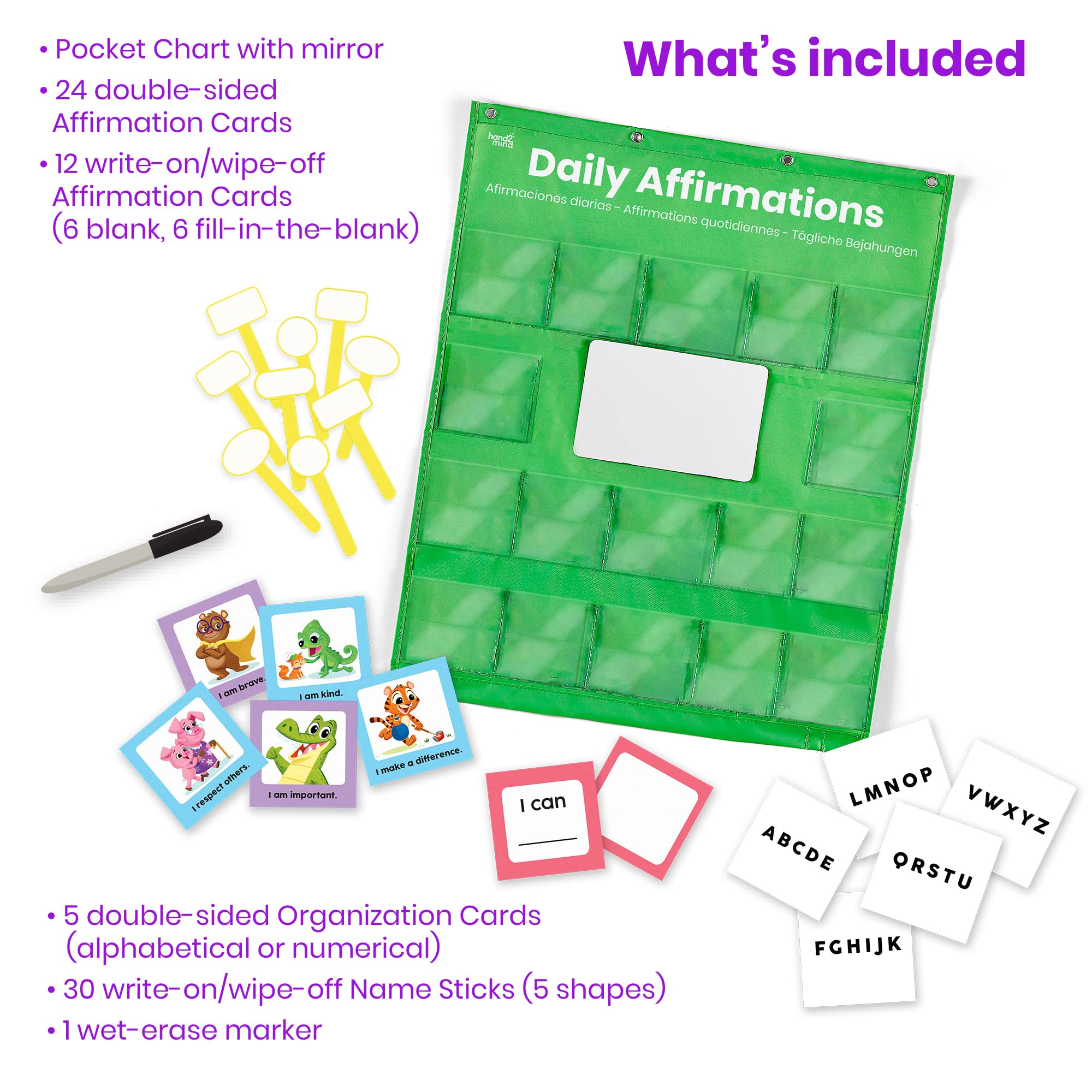 Foto 4 pulgar | Afirmaciones Diarias De Pocket Chart Hand2mind Para Niños - Venta Internacional.