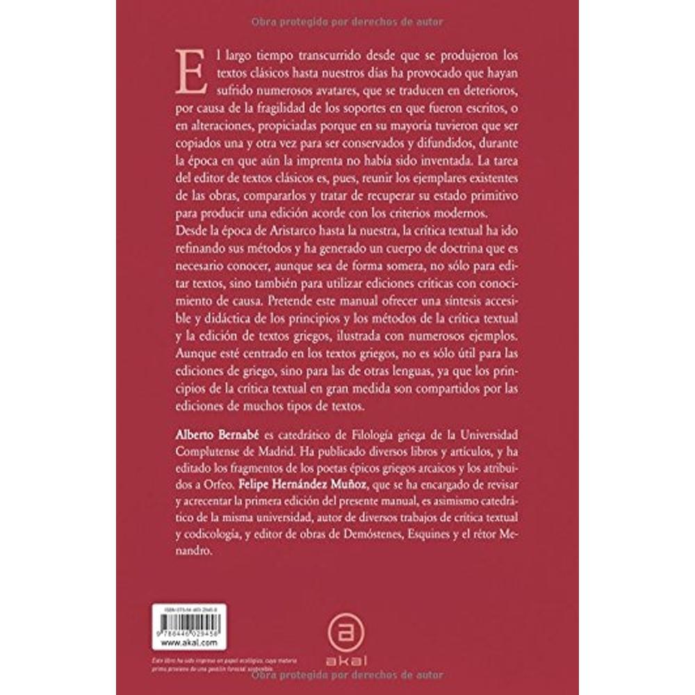 Foto 3 pulgar | Manual De Crítica Textual Y Edición De Textos Griegos
