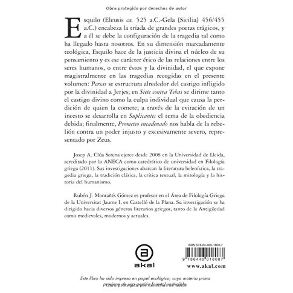 Foto 3 pulgar | Persas, Siete Contra Tebas, Suplicantes, Prometeo Encadenado