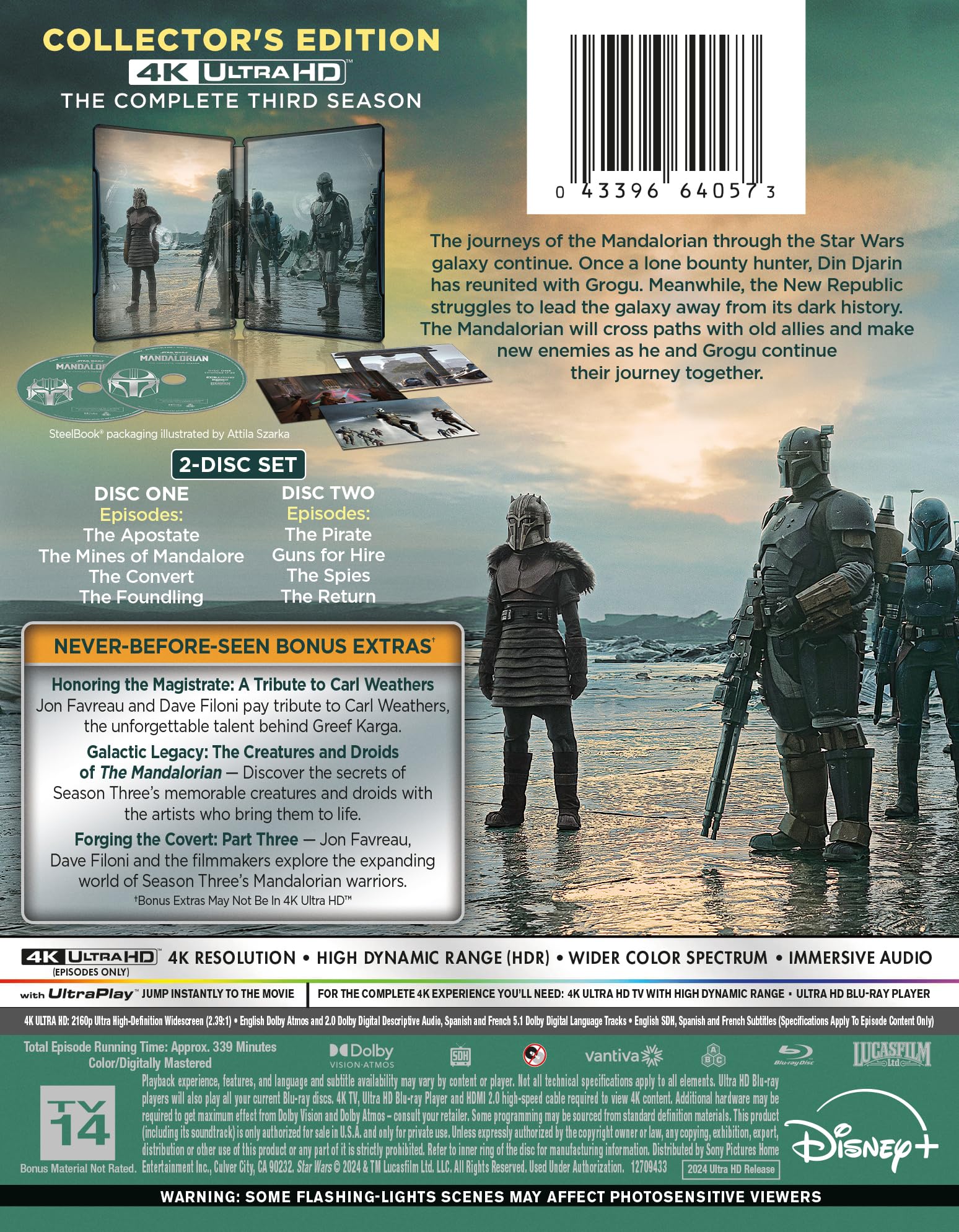 Foto 4 pulgar | Blu-ray La Tercera Temporada De The Mandalorian Sony Pictures 4k Uhd - Venta Internacional.