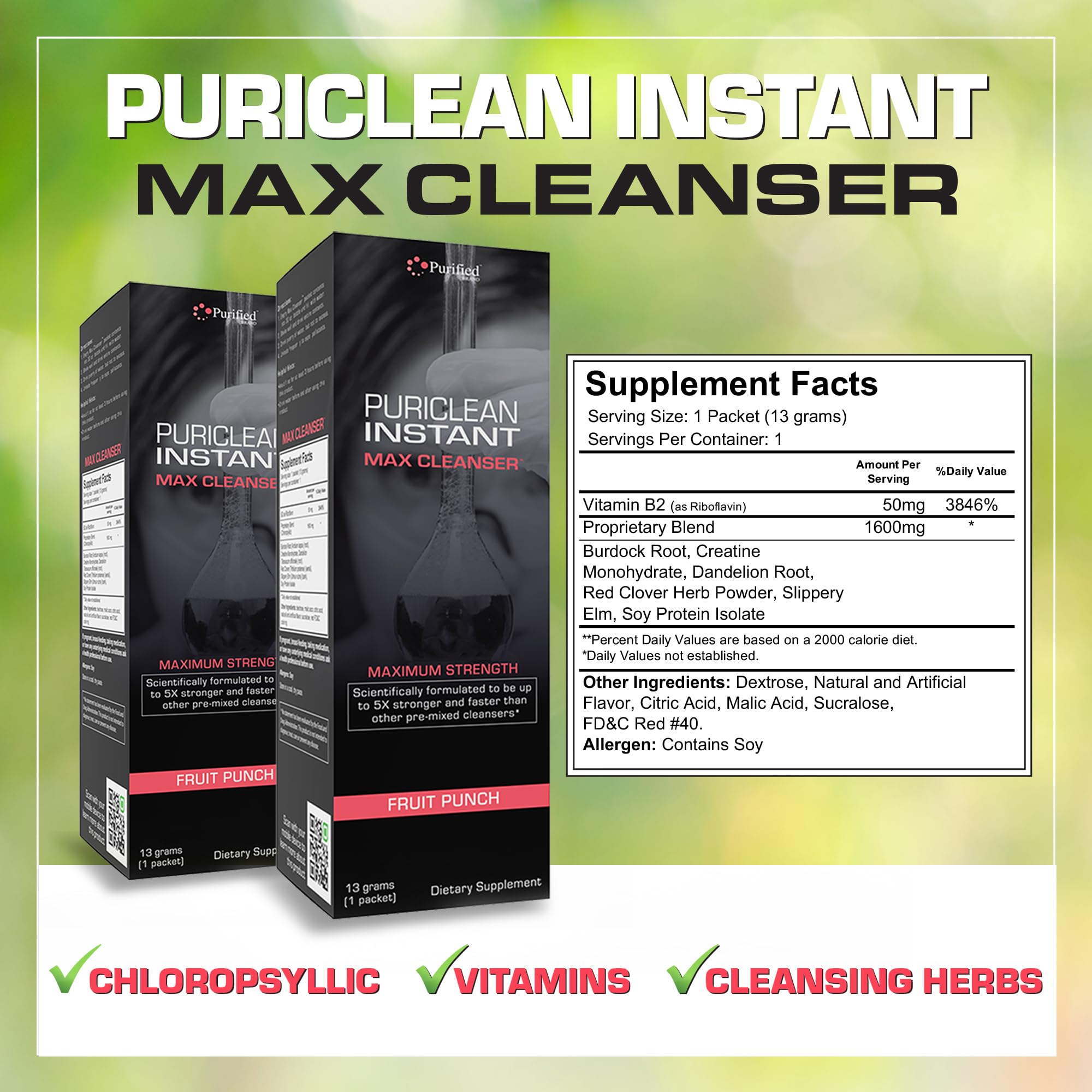 Foto 3 pulgar | Detox Cleanse Wellgenix Puriclean Instant Max Fruit Punch - Venta Internacional.