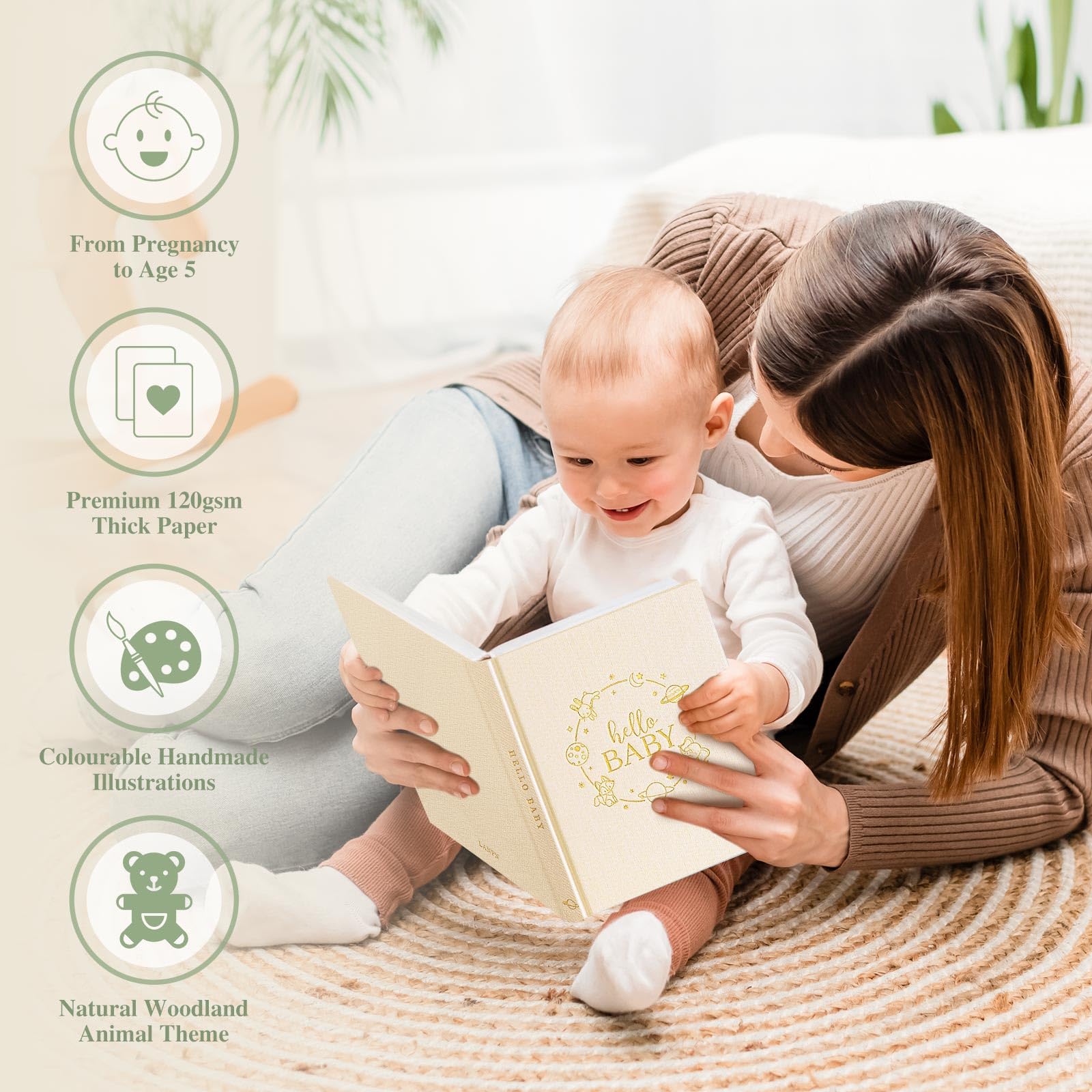 Foto 6 | Libro De Recuerdos Para Bebés Lanpn Hello Baby Para Niño Y Niña, Color Beige - Venta Internacional.