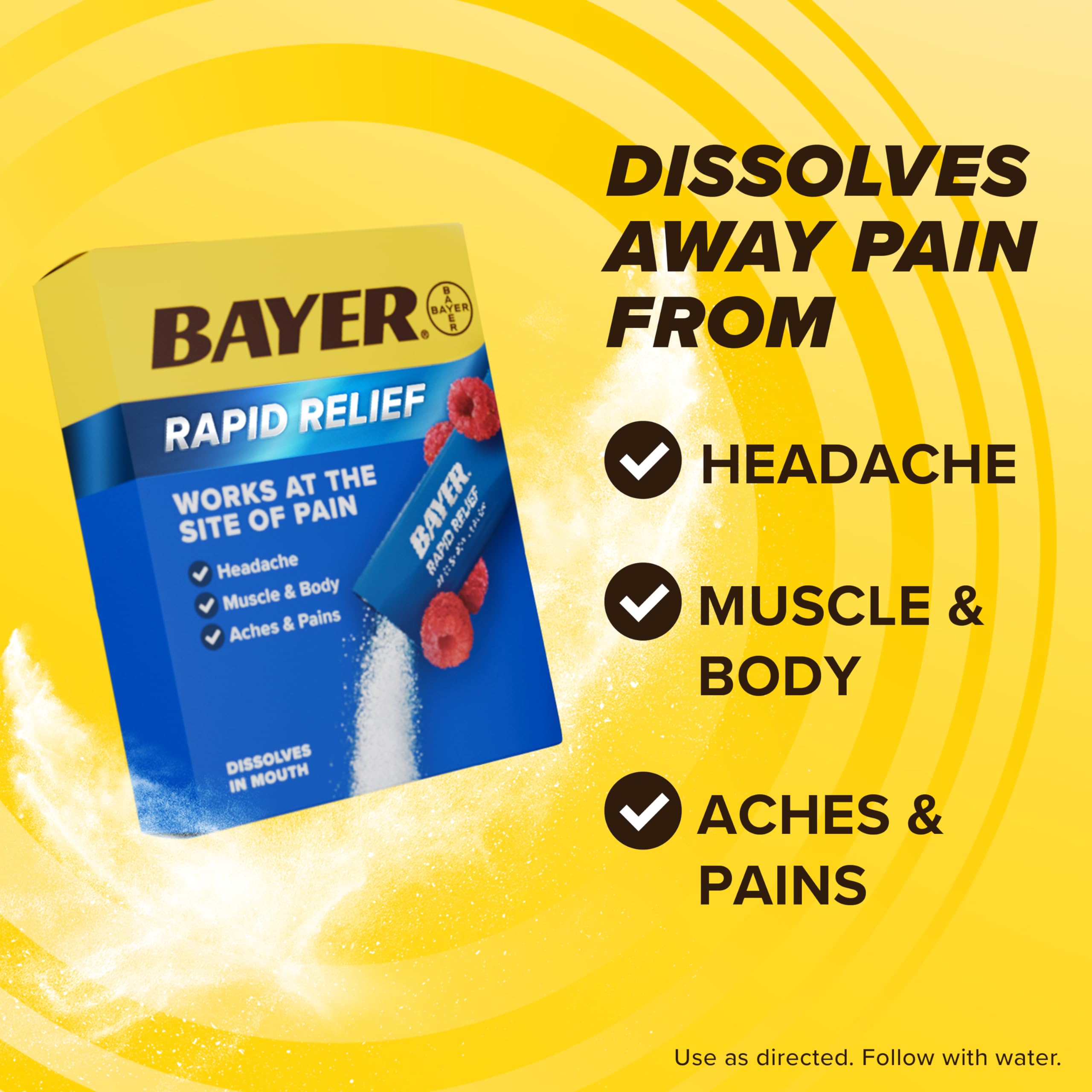 Foto 6 pulgar | Pain Relief Bayer Rapid Relief En Polvo, 30 Unidades, Frambuesas - Venta Internacional.