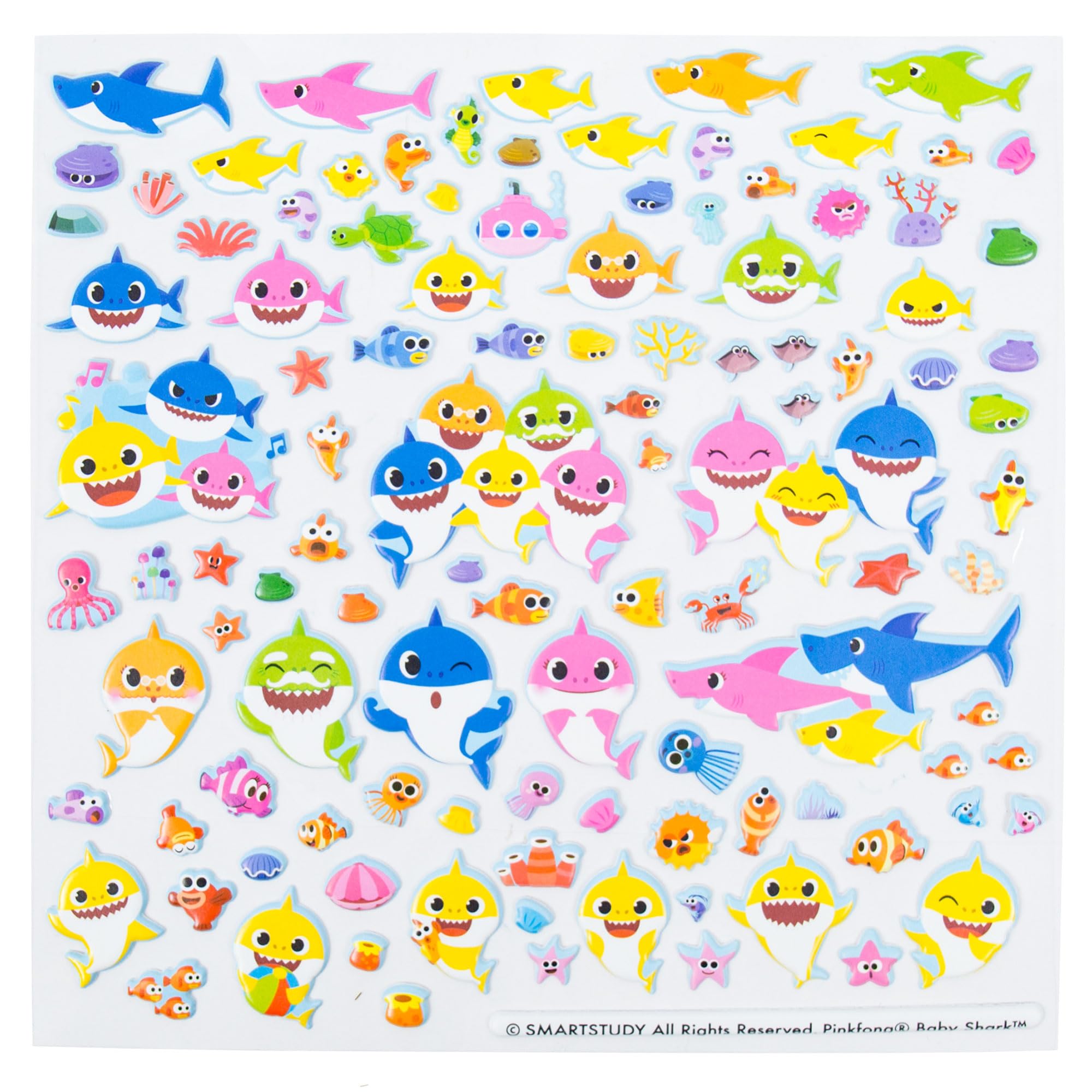Foto 2 | Sticker Play Set Baby Shark 100 Pegatinas Hinchadas Reutilizables - Venta Internacional.