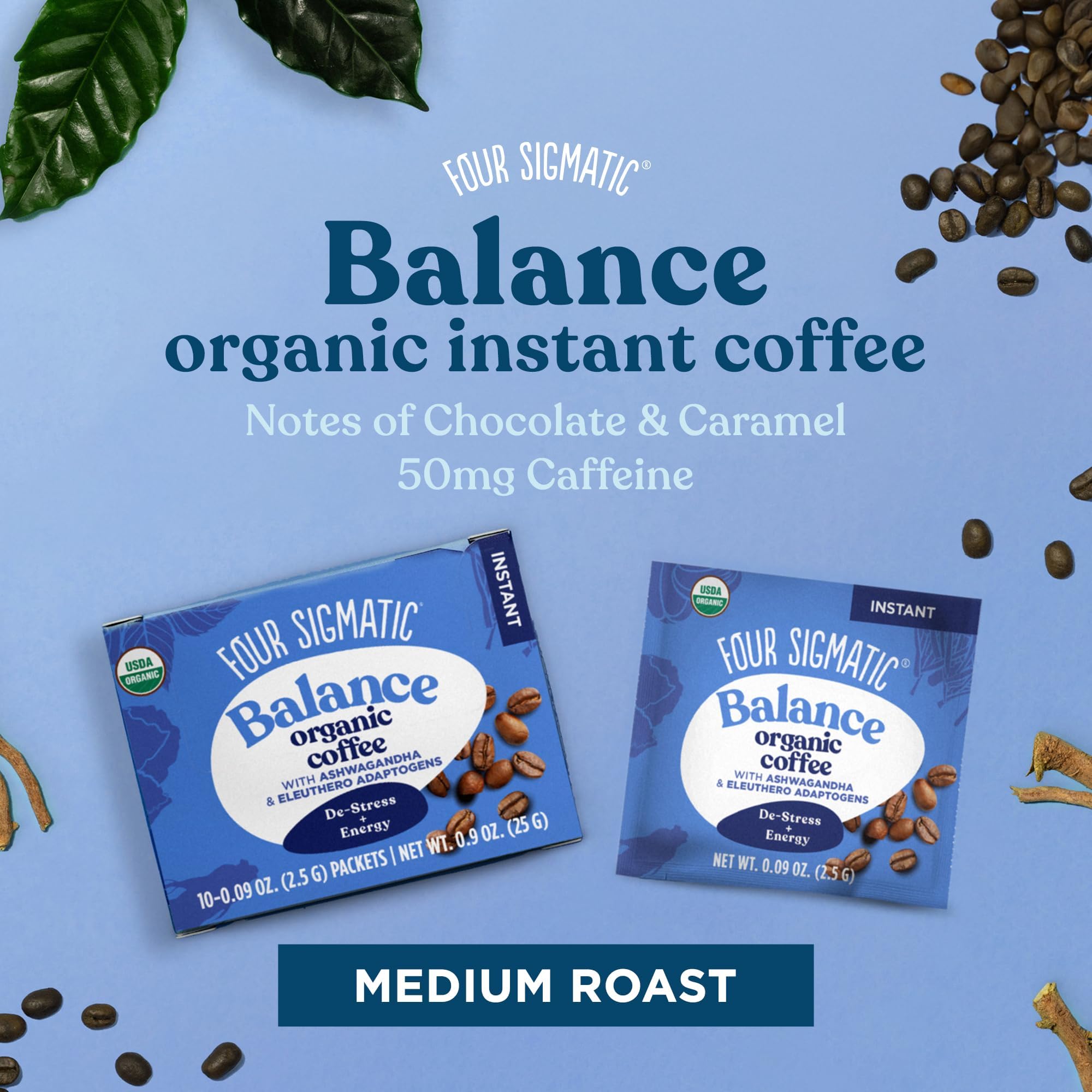 Foto 5 pulgar | Café Four Sigmatic, Adaptógeno Instantáneo Orgánico, Tostado Medio - Venta Internacional.