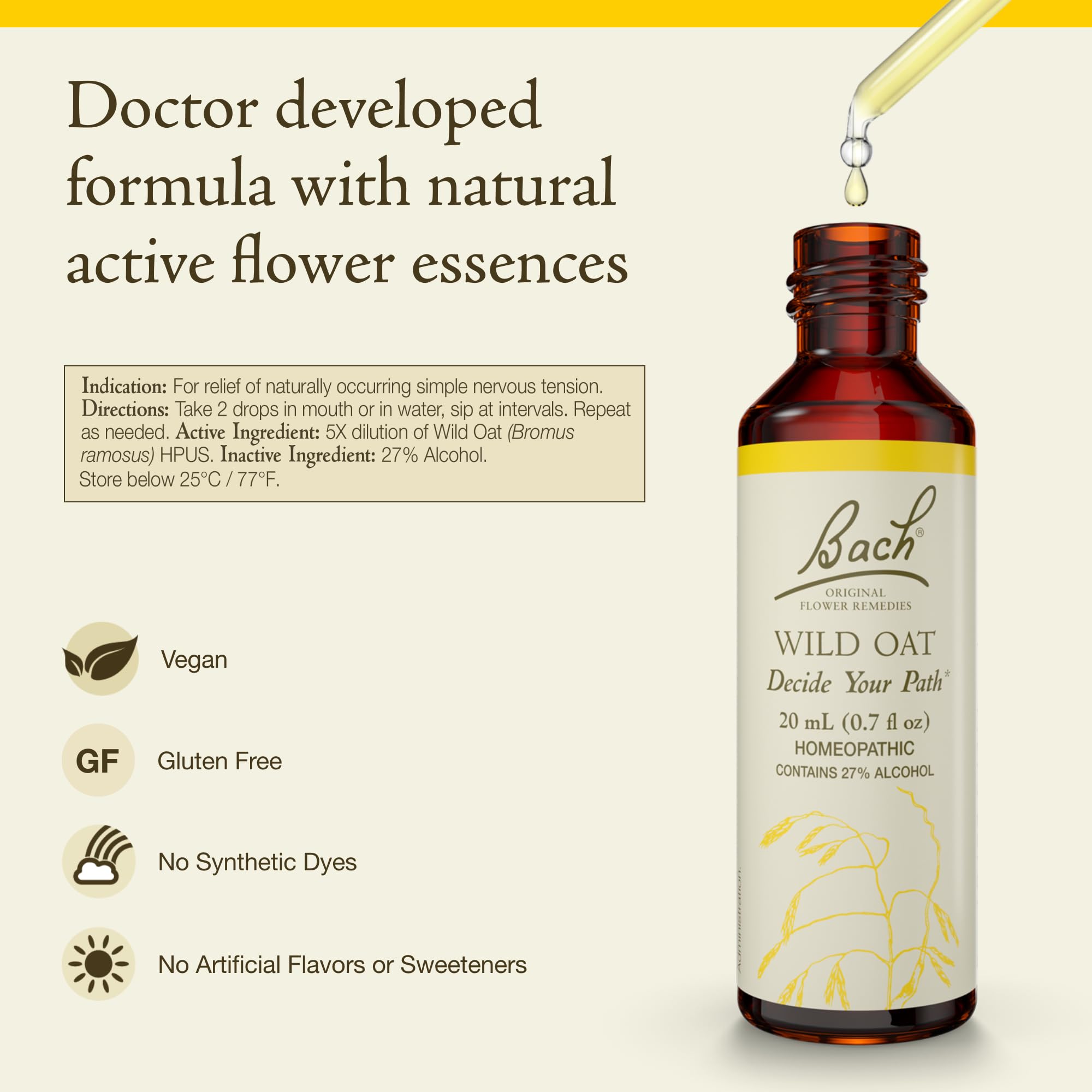 Foto 3 pulgar | Avena Silvestre Original De Flower Essence Bach  20 Ml  Vegana  Sin Gluten - Venta Internacional.