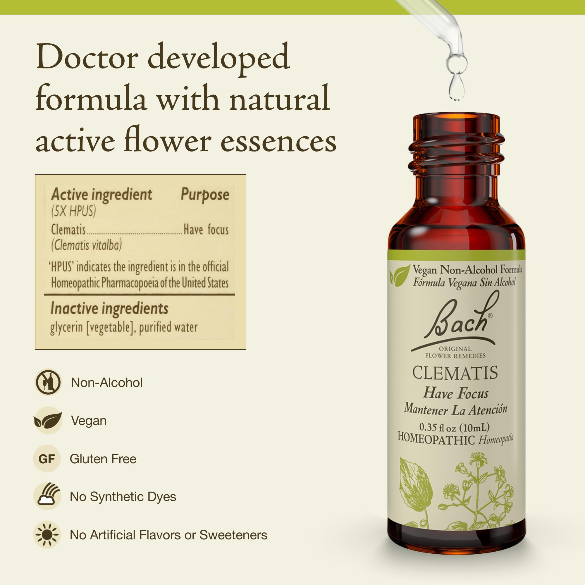 Foto 3 pulgar | Esencia Floral Bach Original Clematis  10 Ml  Sin Alcohol - Venta Internacional.