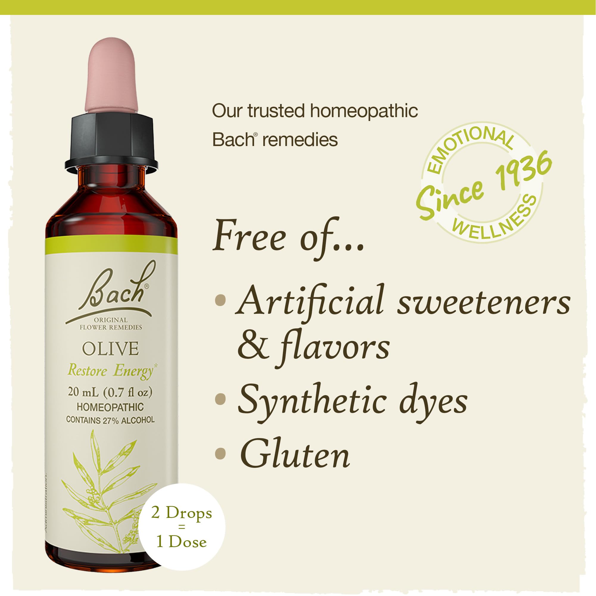 Foto 6 pulgar | Flower Essence Bach Original Olive  20 Ml  Vegano  Sin Gluten Y Sin Azúcar - Venta Internacional.