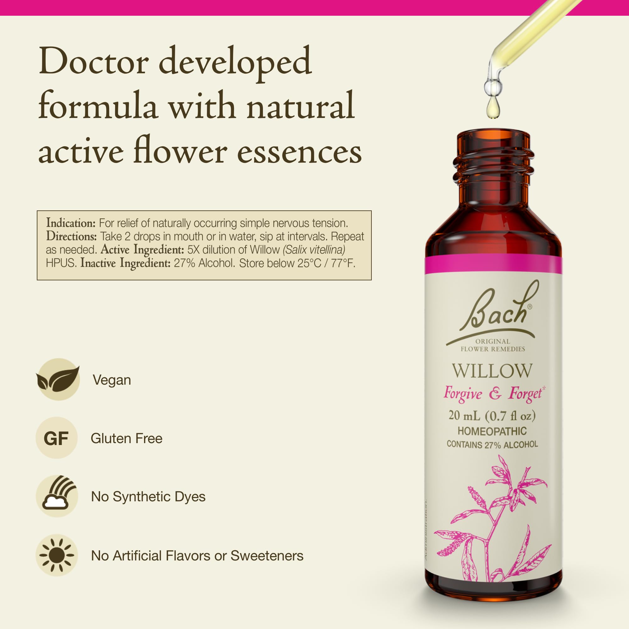 Foto 2 | Esencia Floral Bach Original Willow  20 Ml  Vegana  Sin Gluten - Venta Internacional.