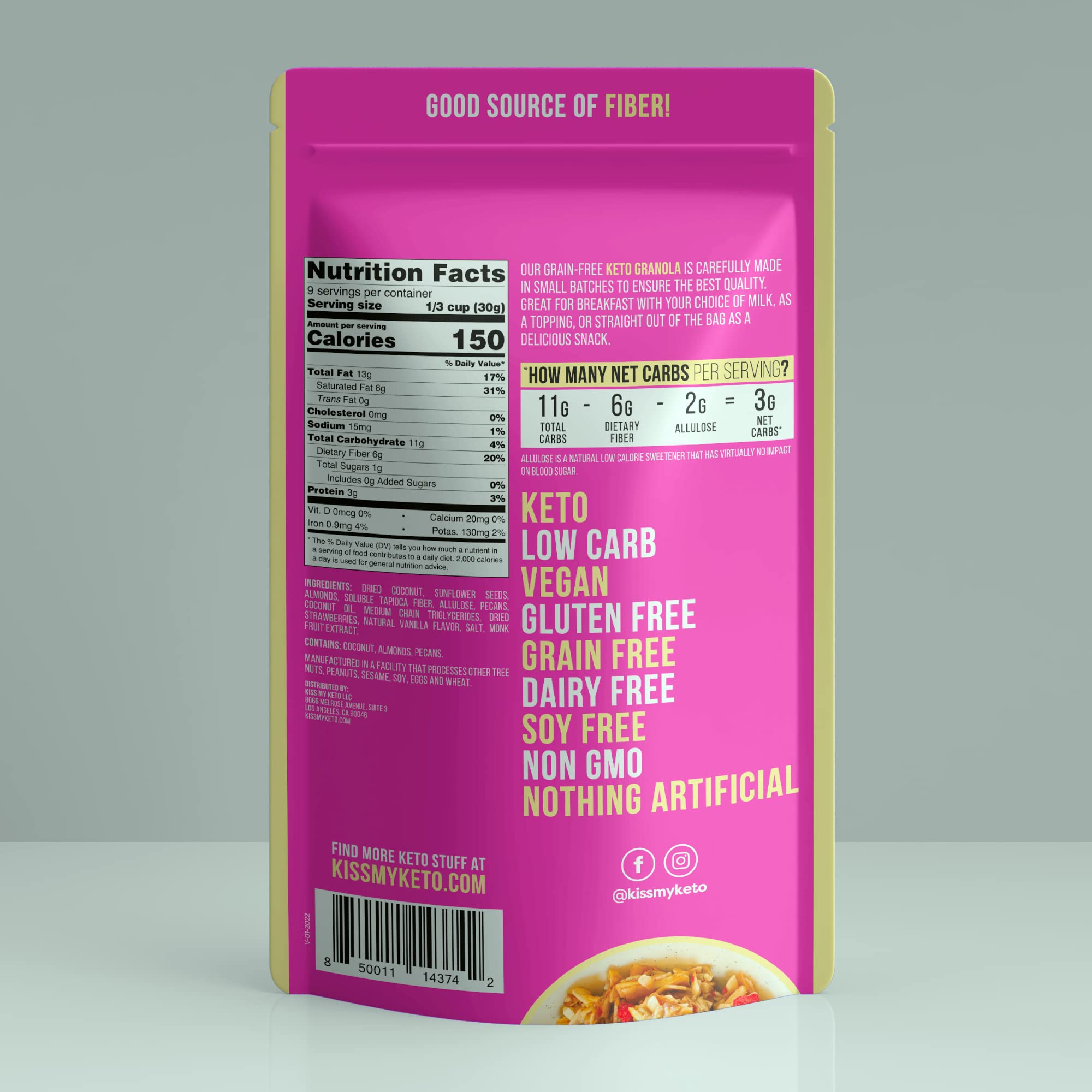 Foto 2 | Cereal De Granola Kiss My Keto  Fresa Y Vainilla  Bajo En Carbohidratos - Venta Internacional.