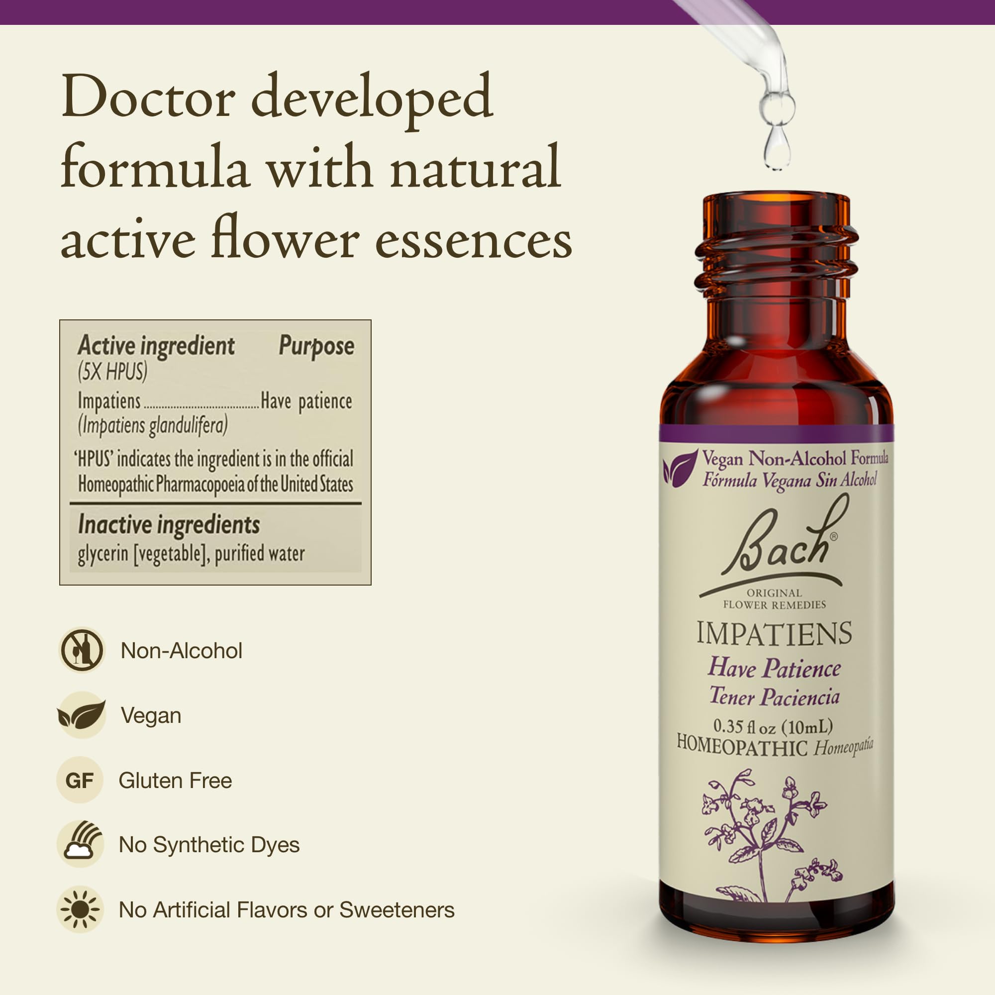 Foto 2 | Esencia Floral Bach Original Impatiens  10 Ml  Vegana  Sin Gluten - Venta Internacional.