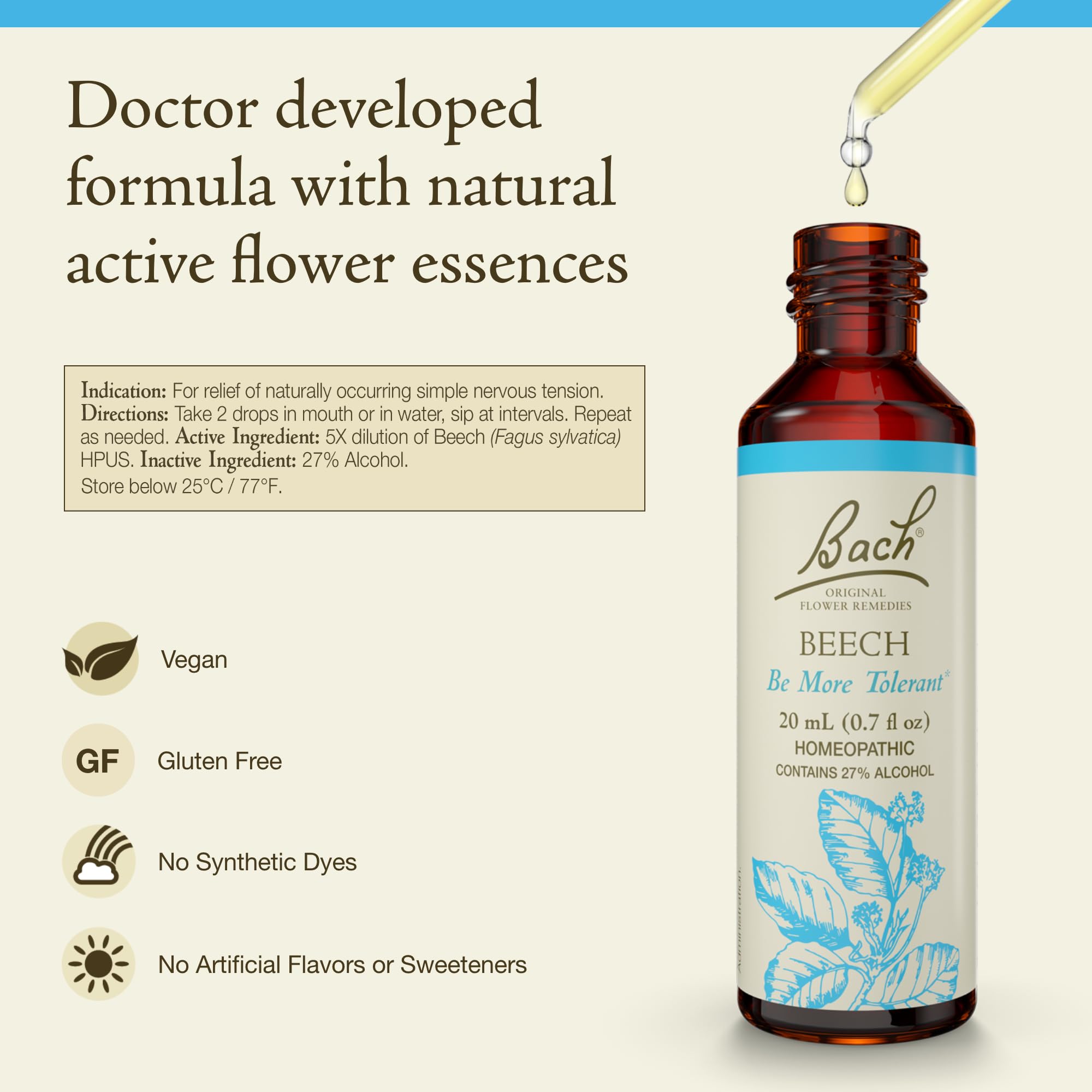 Foto 3 pulgar | Flower Essence Bach Original Beech  20 Ml  Vegano  Sin Gluten Y Sin Azúcar - Venta Internacional.