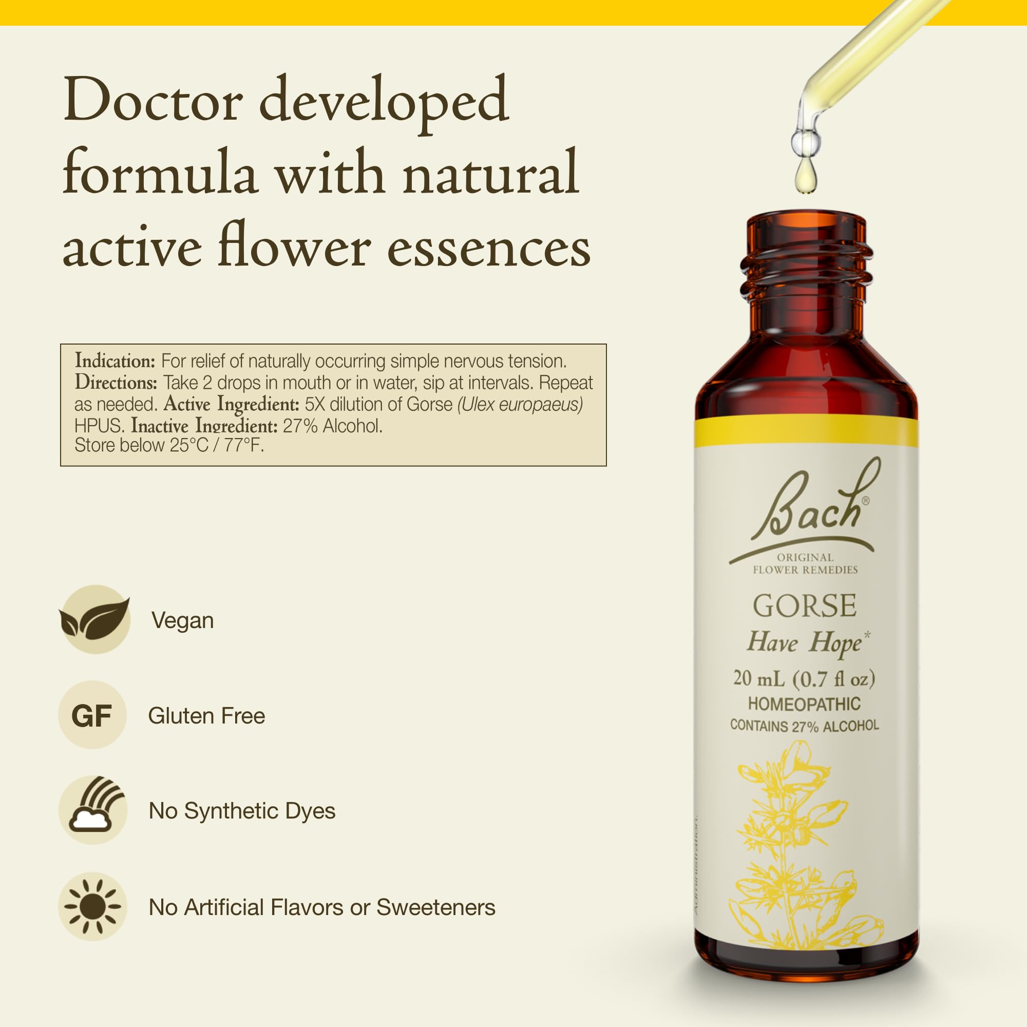 Foto 2 | Flower Essence Bach Original Gorse  20 Ml  Vegano  Sin Gluten Y Sin Azúcar - Venta Internacional.