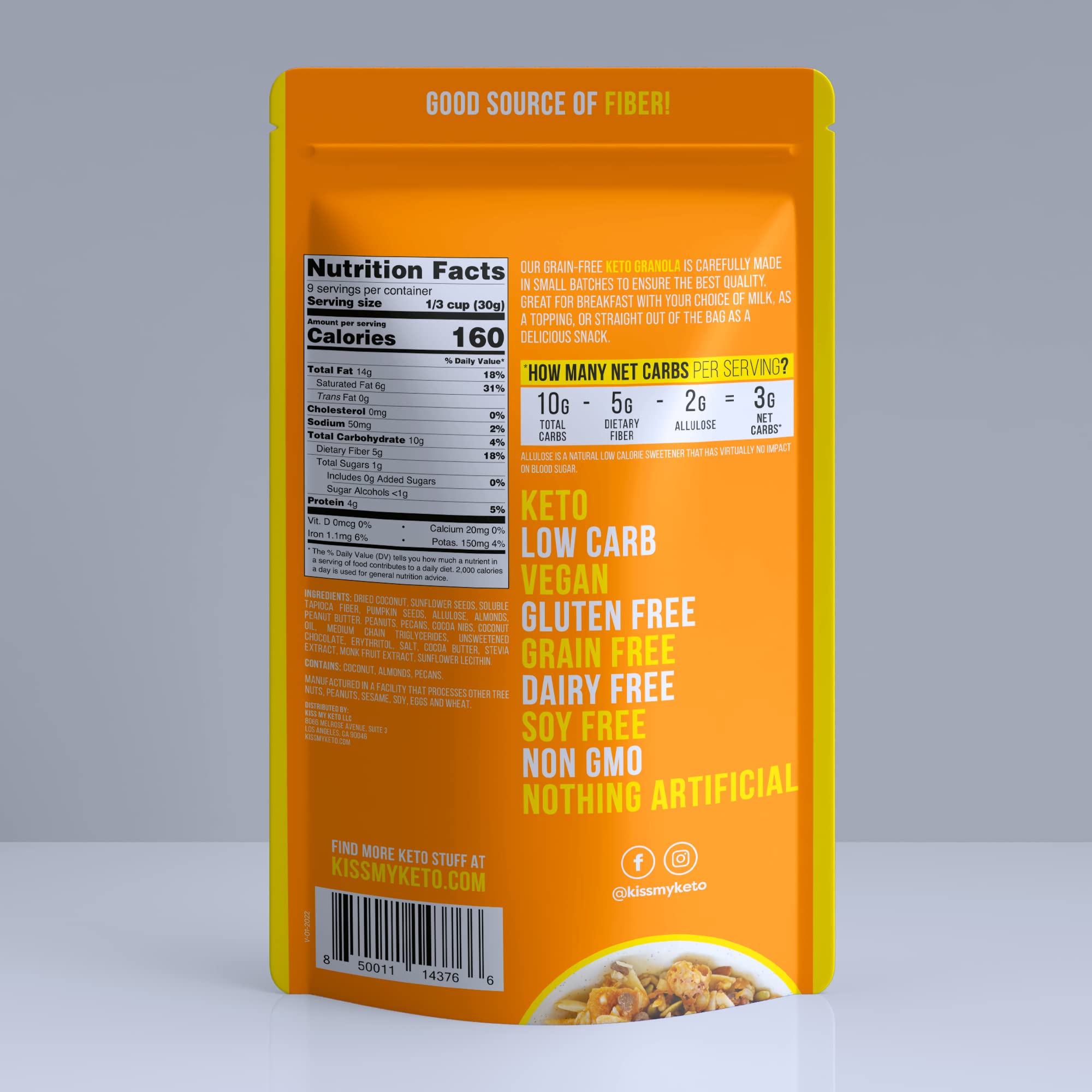Foto 3 pulgar | Granola Cereal Kiss My Keto Con Mantequilla De Maní Y Chocolate  300 G - Venta Internacional.