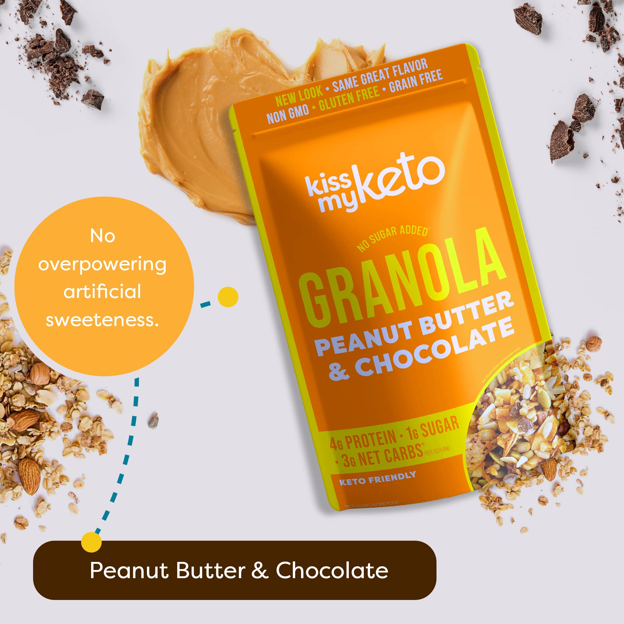 Foto 5 pulgar | Granola Cereal Kiss My Keto Con Mantequilla De Maní Y Chocolate  300 G - Venta Internacional.