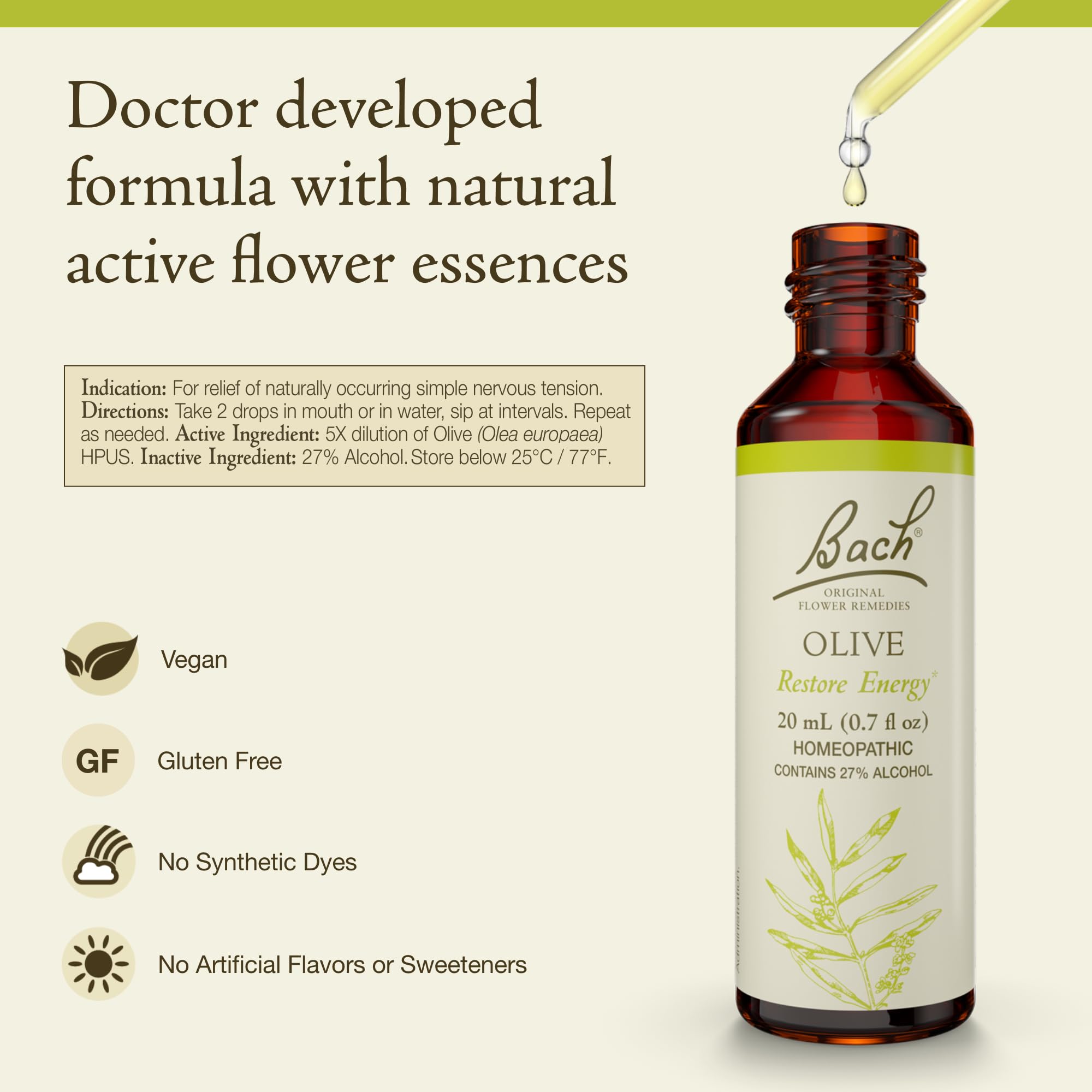 Foto 3 pulgar | Flower Essence Bach Original Olive  20 Ml  Vegano  Sin Gluten Y Sin Azúcar - Venta Internacional.