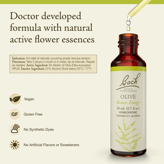 Foto 2 | Flower Essence Bach Original Olive 20 Ml Vegano Sin Gluten Y Sin Azúcar - Venta Internacional.