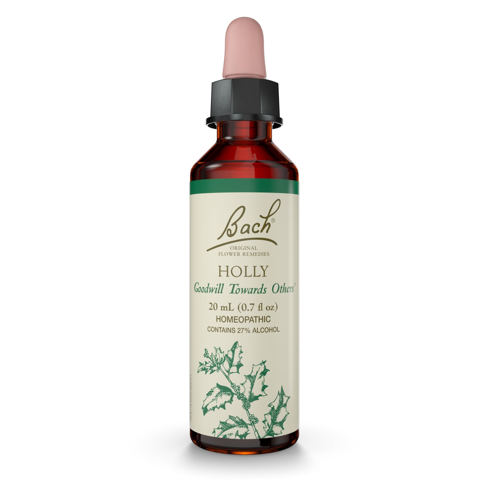 Flower Essence Bach Original Holly  20 Ml  Vegano  Sin Gluten Y Sin Azúcar - Venta Internacional.