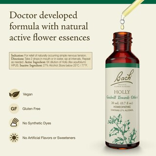 Foto 2 | Flower Essence Bach Original Holly 20 Ml Vegano Sin Gluten Y Sin Azúcar - Venta Internacional.