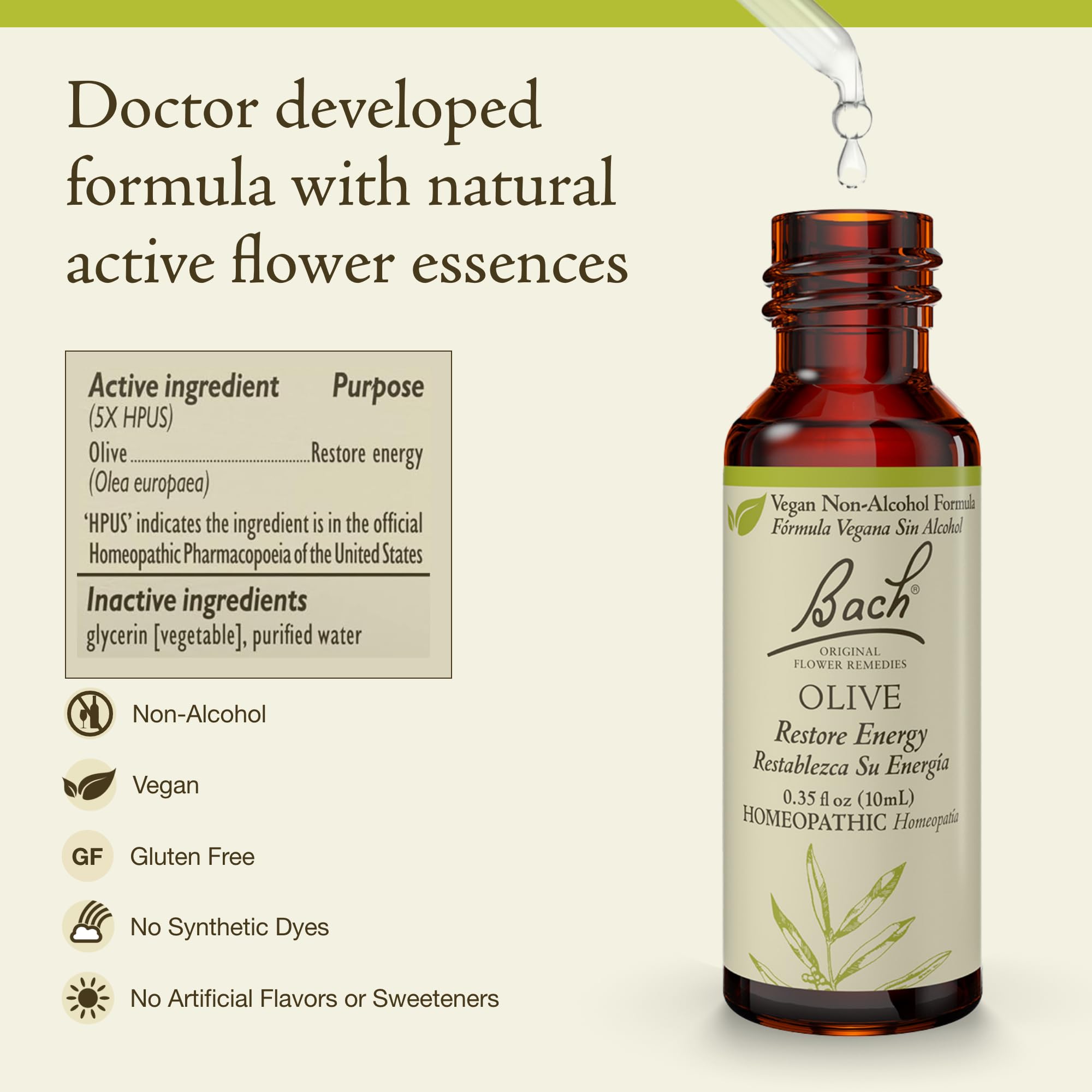 Foto 3 pulgar | Flower Essence Bach Original Olive  10 Ml  Sin Alcohol  Vegano - Venta Internacional.