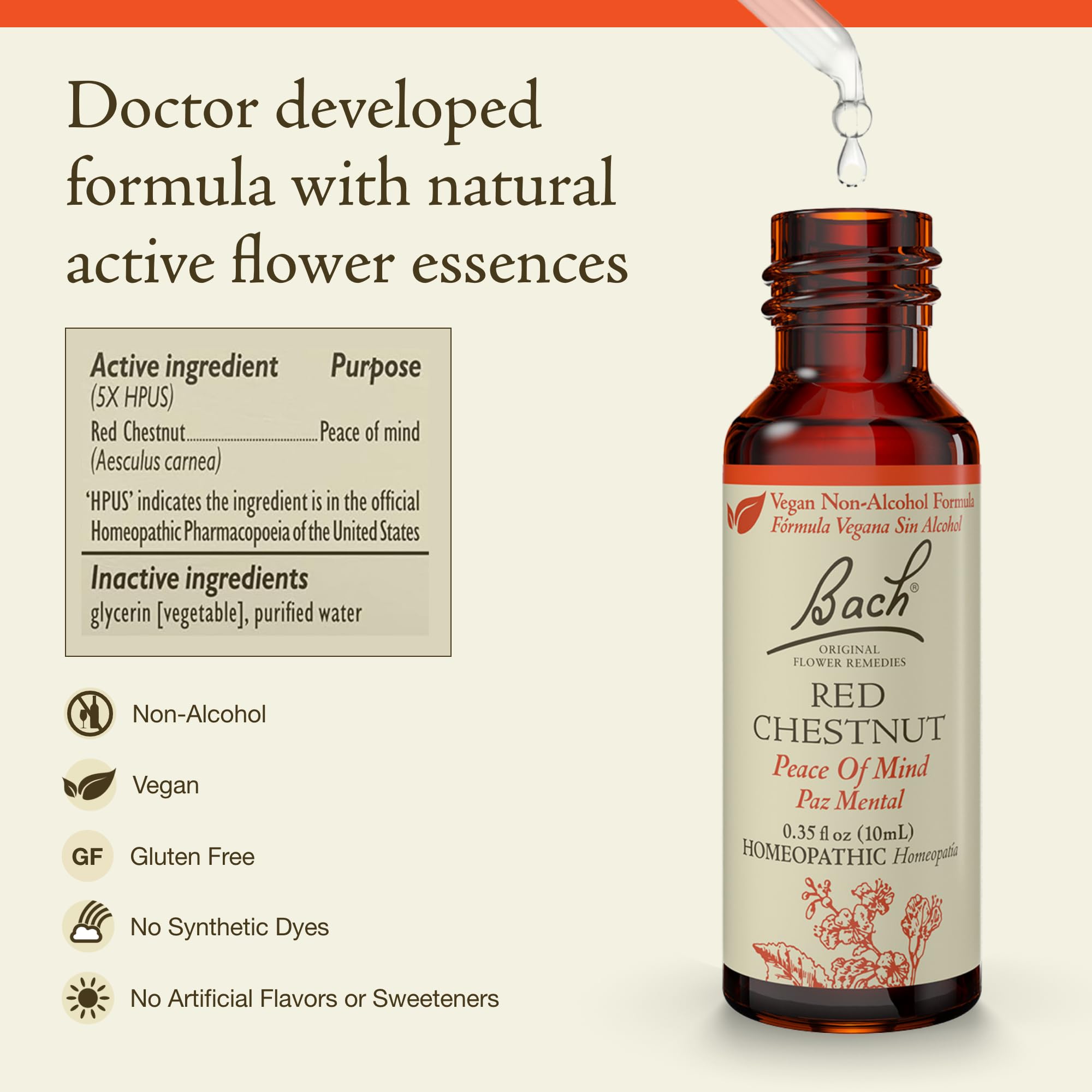 Foto 2 | Flower Essence Bach Original Red Chestnut  10 Ml  Sin Alcohol - Venta Internacional.