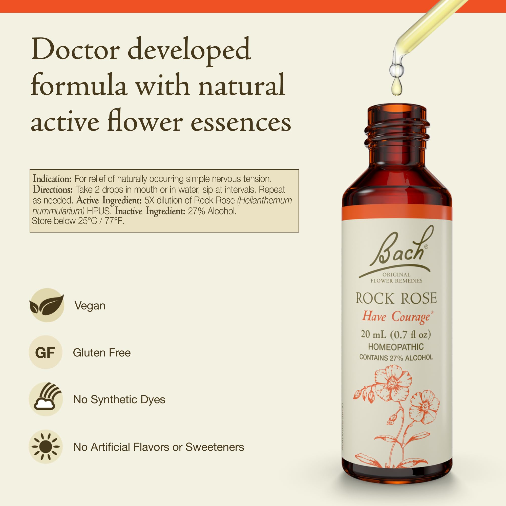 Foto 2 | Esencia Floral Bach Original Rock Rose  20 Ml  Vegana  Sin Gluten - Venta Internacional.