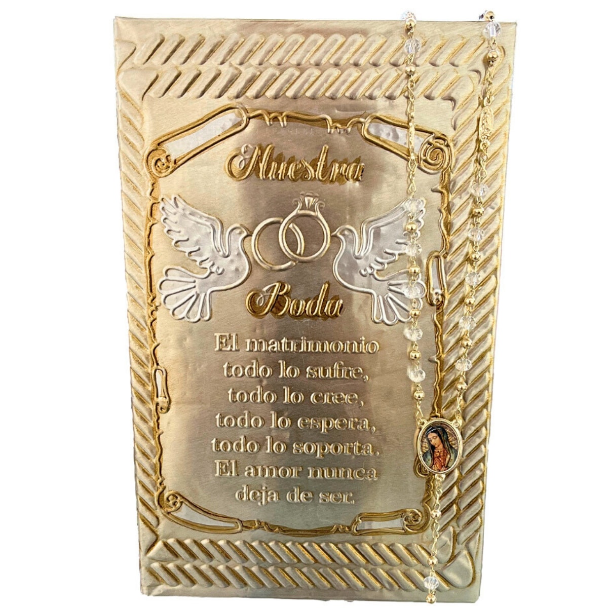 Biblia Boda Matrimonio Repujado + Rosario $695
