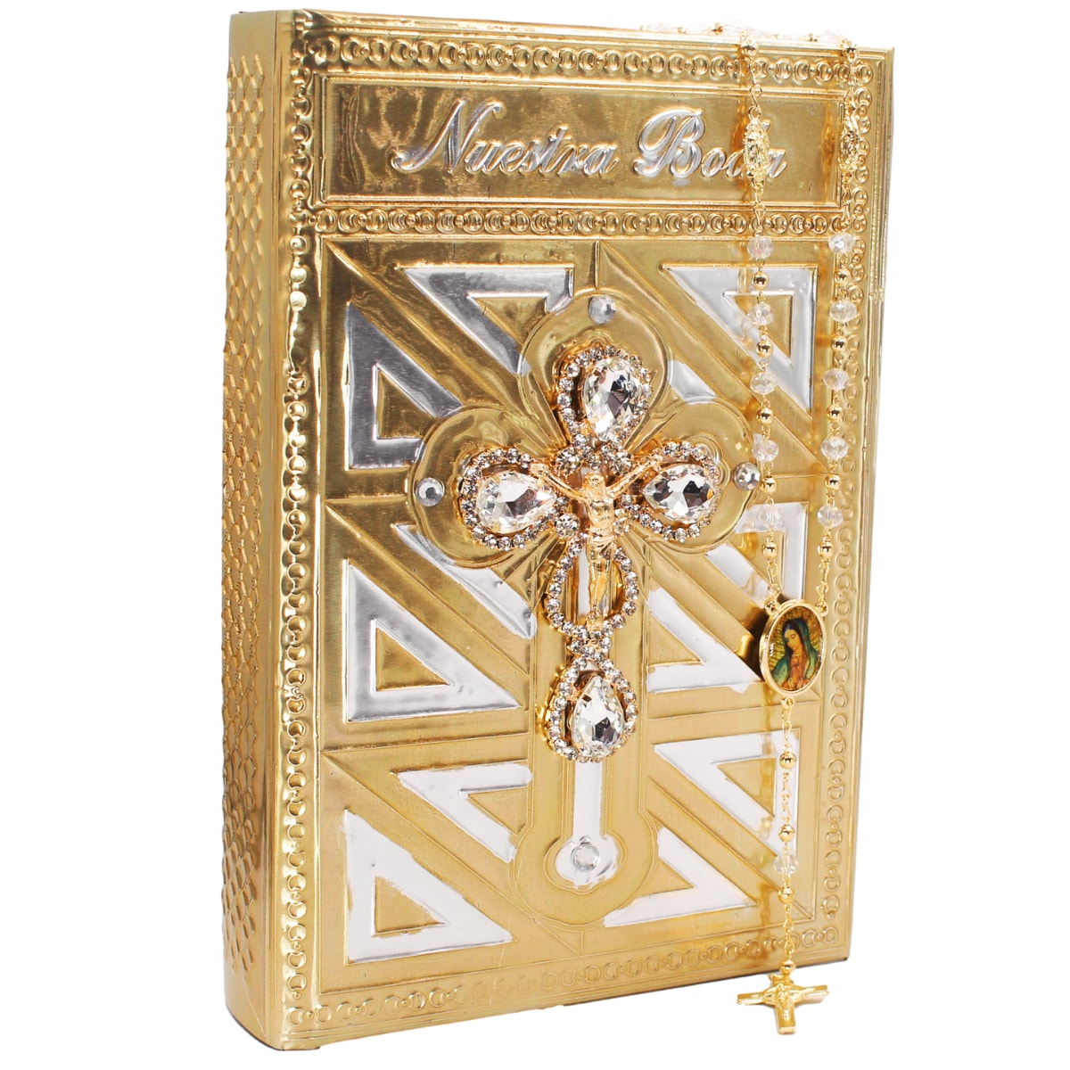 Biblia Y Rosario Matrimonio Boda Repujado 21.5 Cm Nb Grande $845