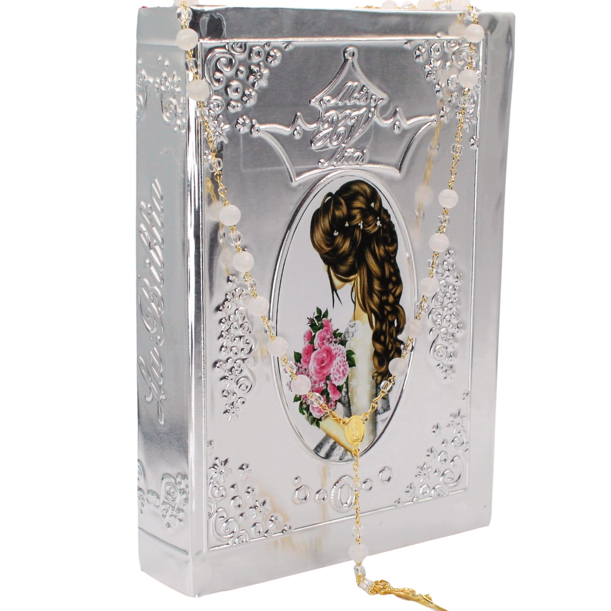 Biblia Libro Y Rosario Quinceañera Recuerdo Quince Años Luxp $479