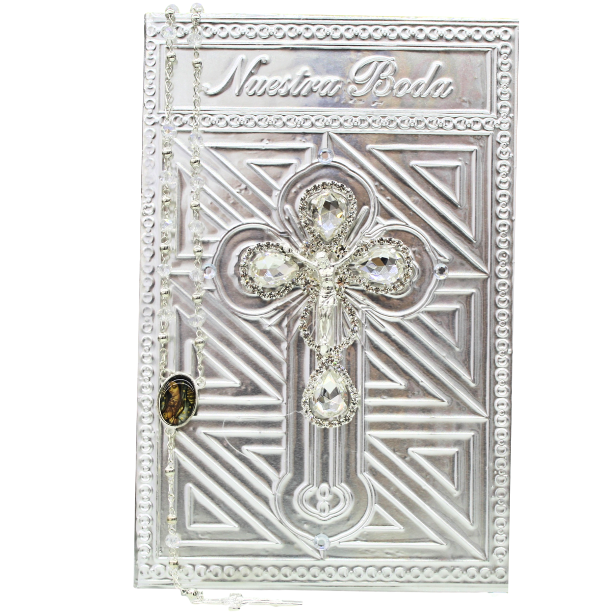 Foto 1 | Biblia Boda Matrimonio Repujado Cristo Ag + Rosario Cristal