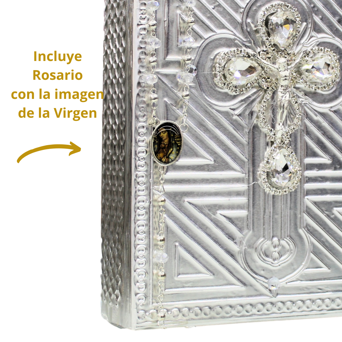 Foto 3 | Biblia Boda Matrimonio Repujado Cristo Ag + Rosario Cristal