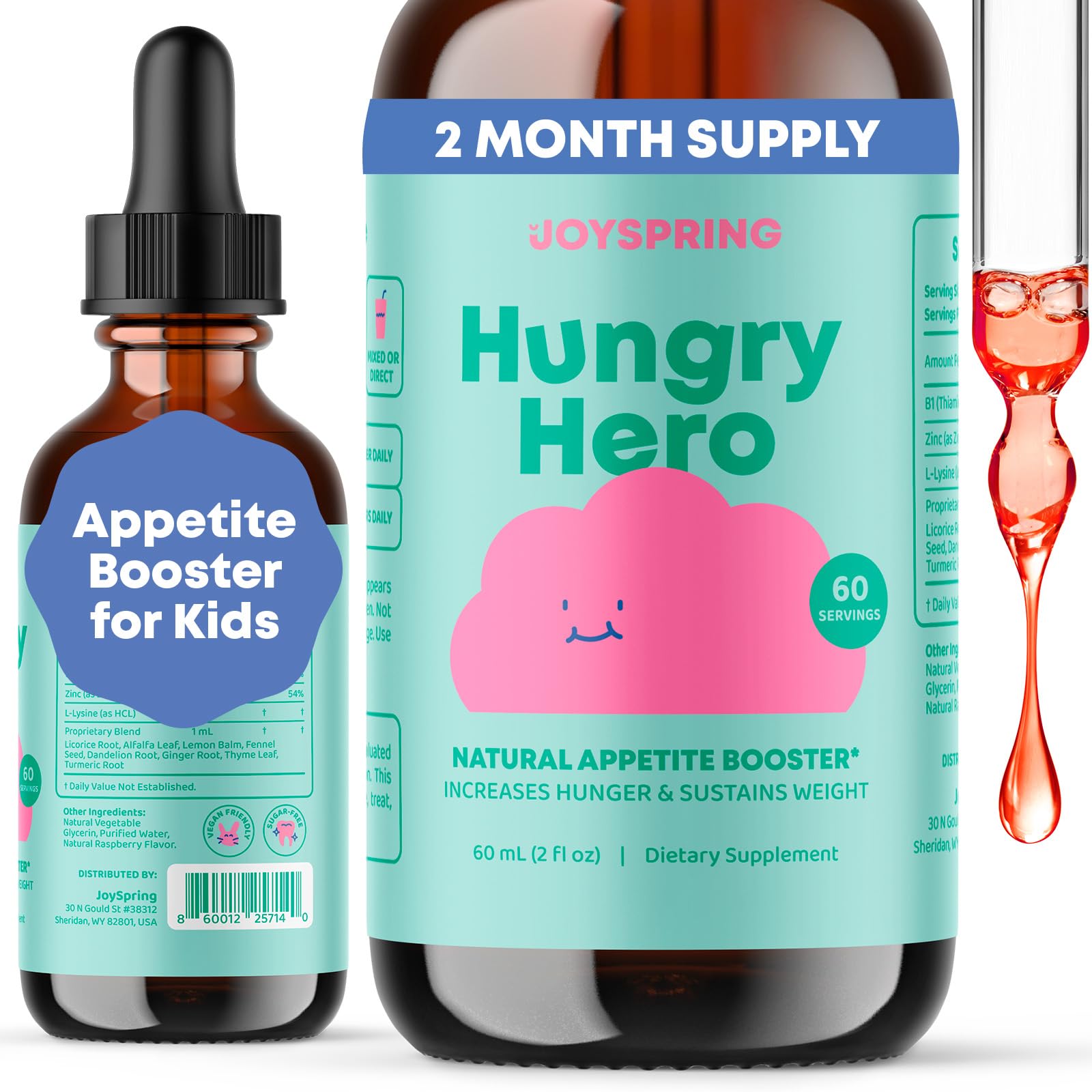 Foto 2 pulgar | Potenciador De Apetito Joyspring Hungry Hero Kids  60 Ml Con L-lisina - Venta Internacional.
