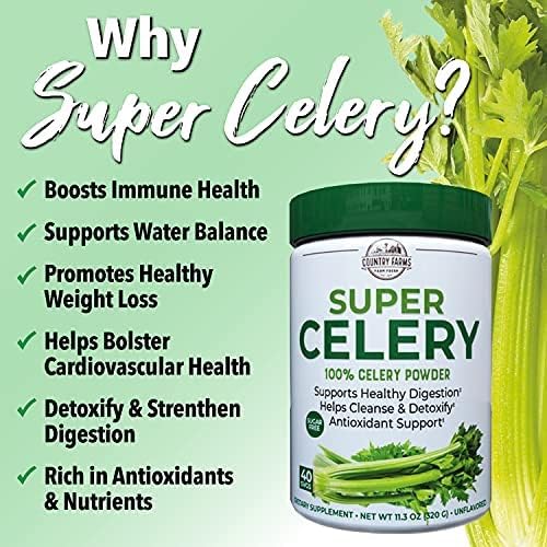 Foto 7 pulgar | Suplemento Country Farms Super Celery Powder 320 Ml - Venta Internacional.