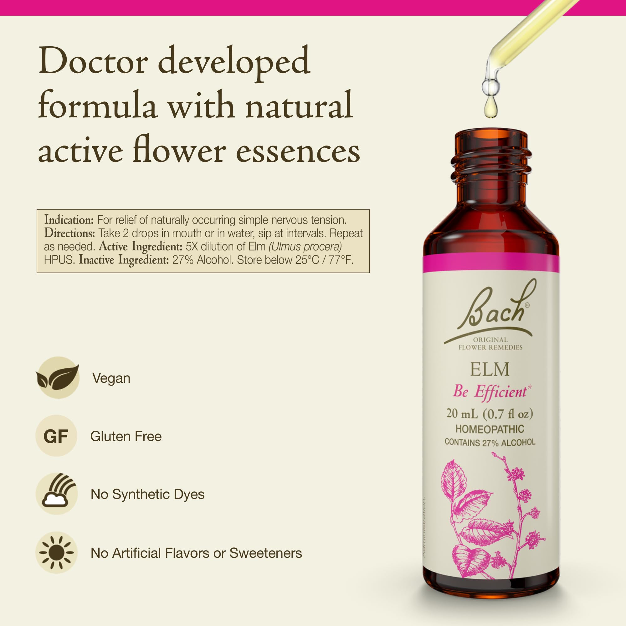 Foto 2 | Remedios Florales Originales De Bach  Esencia Floral  Olmo  20 Ml - Venta Internacional.