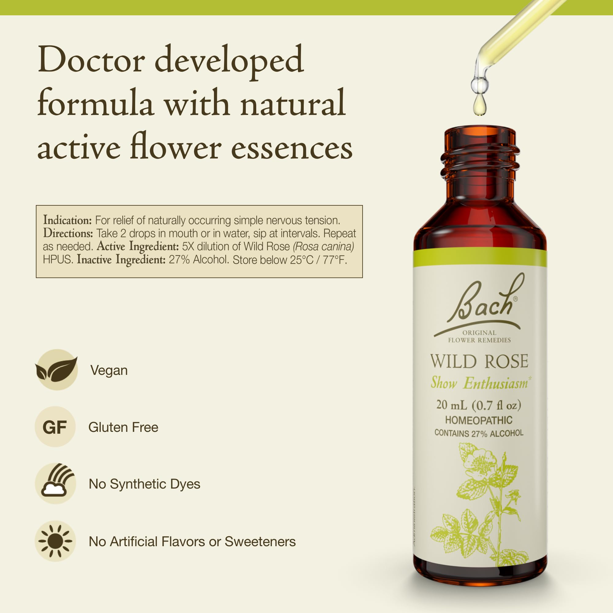 Foto 3 pulgar | Esencia Floral Bach Original Wild Rose  20 Ml  Vegana  Sin Gluten - Venta Internacional.